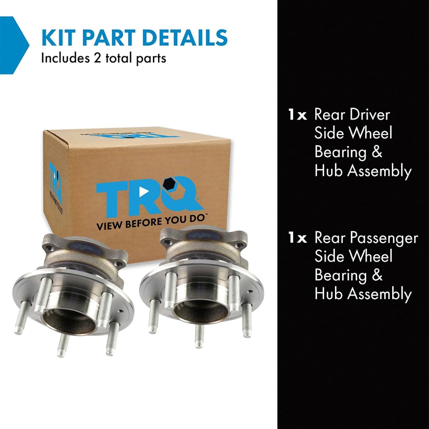 TRQ 2 Piece Rear Wheel Bearing & Hub Assembly Set with ABS Sensor | For 2014-2017 Buick Verano 2014-2015 Chevrolet Cruze 2013-2015 Volt