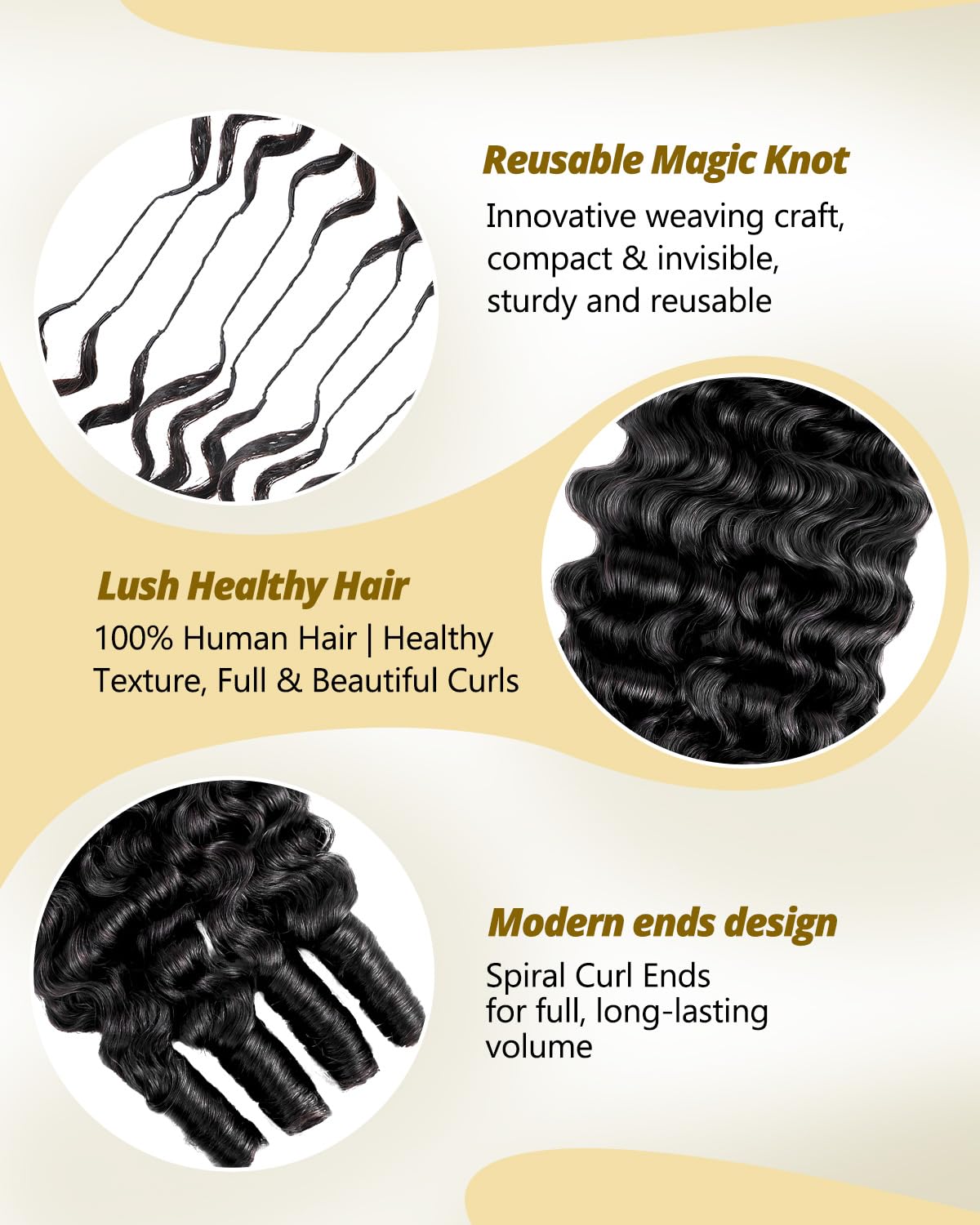 ISHOW Burmese Curly Crochet Human Hair 110g 80 Strands 18 Inch Miracle Style Knots Hair Pre‑Looped Natural Black Real Feather Crochet Hair Bundles for Black Women Soft Curly Pre‑Stretched 1B