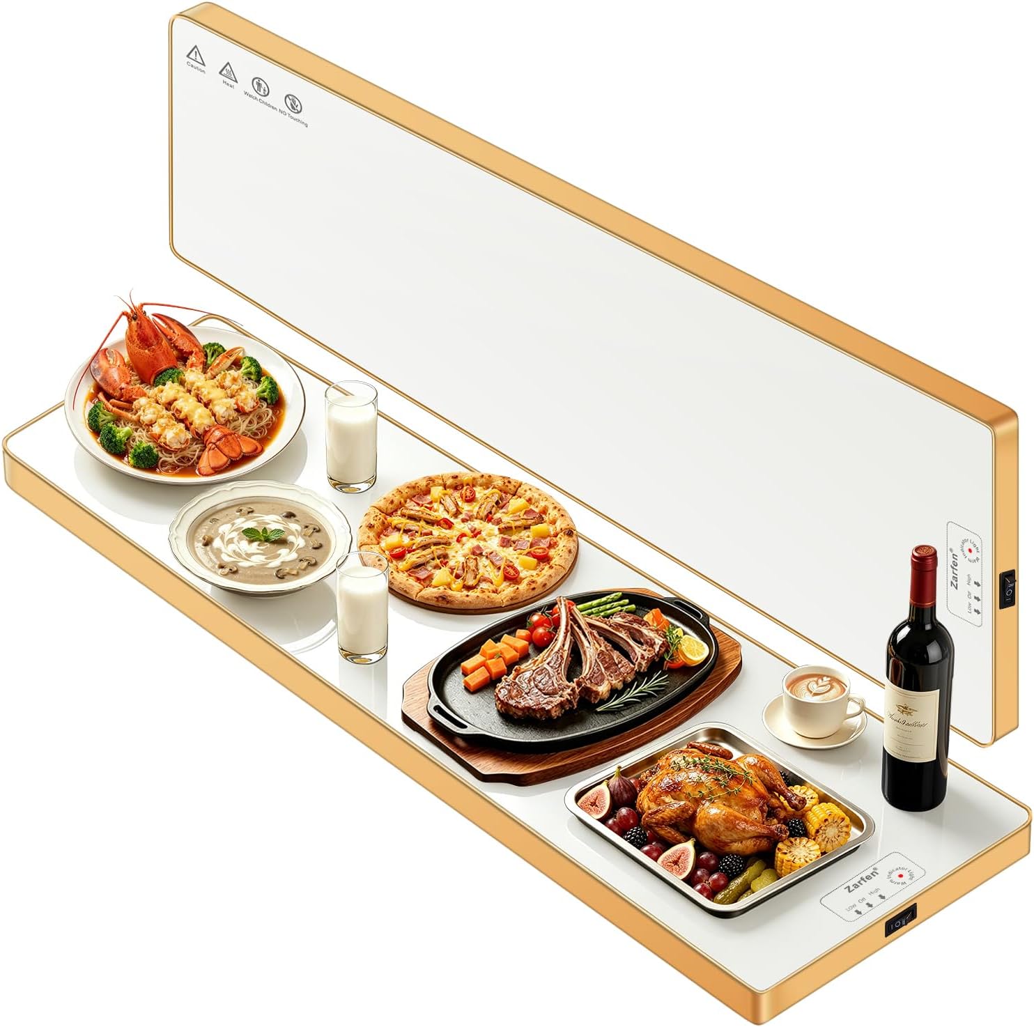 Electric Warming Tray(Extra Long 47x12).Food Warmer for Parties Buffet.Family Gatherings.Adjustable Temp (158°F-291°F).Chafing Dishes for Buffets.Keep Food Warm 25 Hours.Tempered Glass Warming Mat