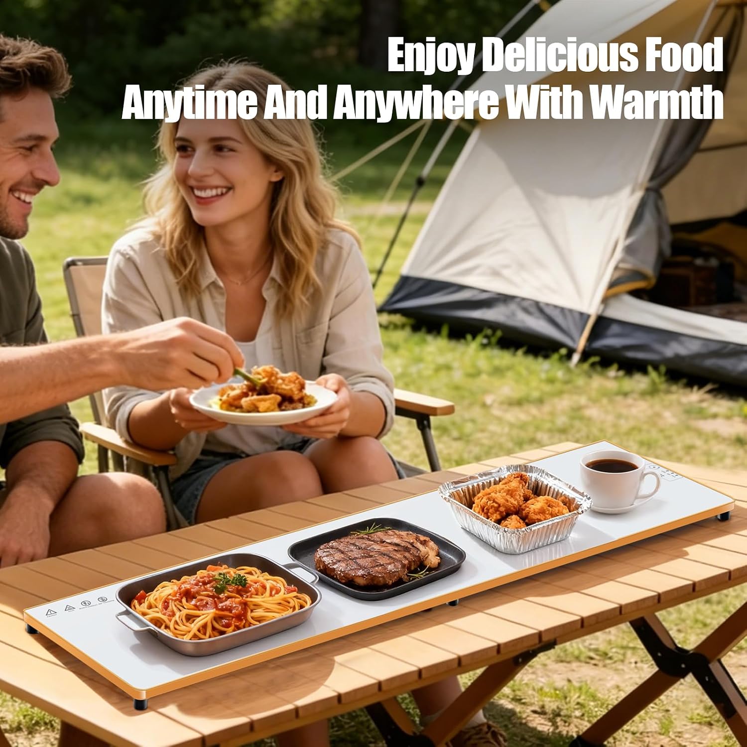 Electric Warming Tray(Extra Long 47x12).Food Warmer for Parties Buffet.Family Gatherings.Adjustable Temp (158°F-291°F).Chafing Dishes for Buffets.Keep Food Warm 25 Hours.Tempered Glass Warming Mat