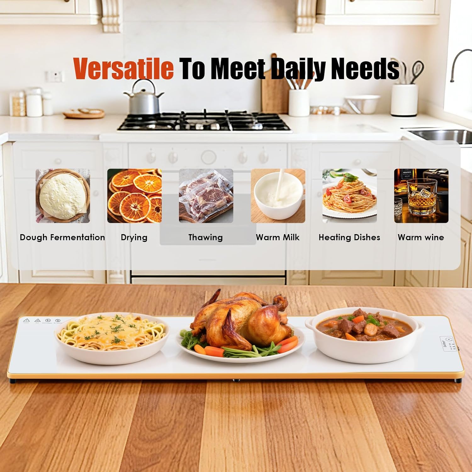 Electric Warming Tray(Extra Long 47x12).Food Warmer for Parties Buffet.Family Gatherings.Adjustable Temp (158°F-291°F).Chafing Dishes for Buffets.Keep Food Warm 25 Hours.Tempered Glass Warming Mat