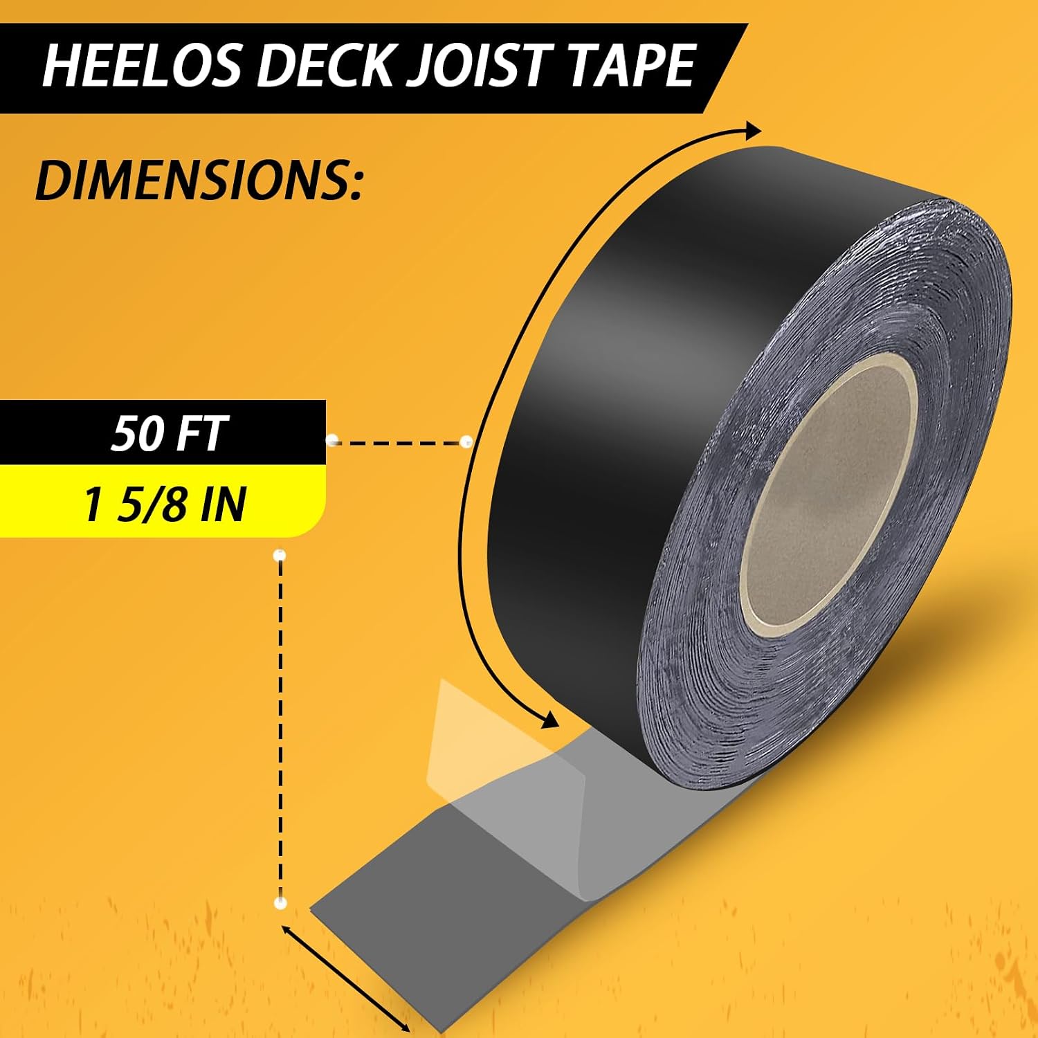 Heelos Joist Tape for Decking 1-5/8''×50'.20 Pack Weather-Resistant Butyl Deck Joist Tape.Waterproof Joist Decking Tape for Flashing Deck Joists and Beams Building Joists. Black