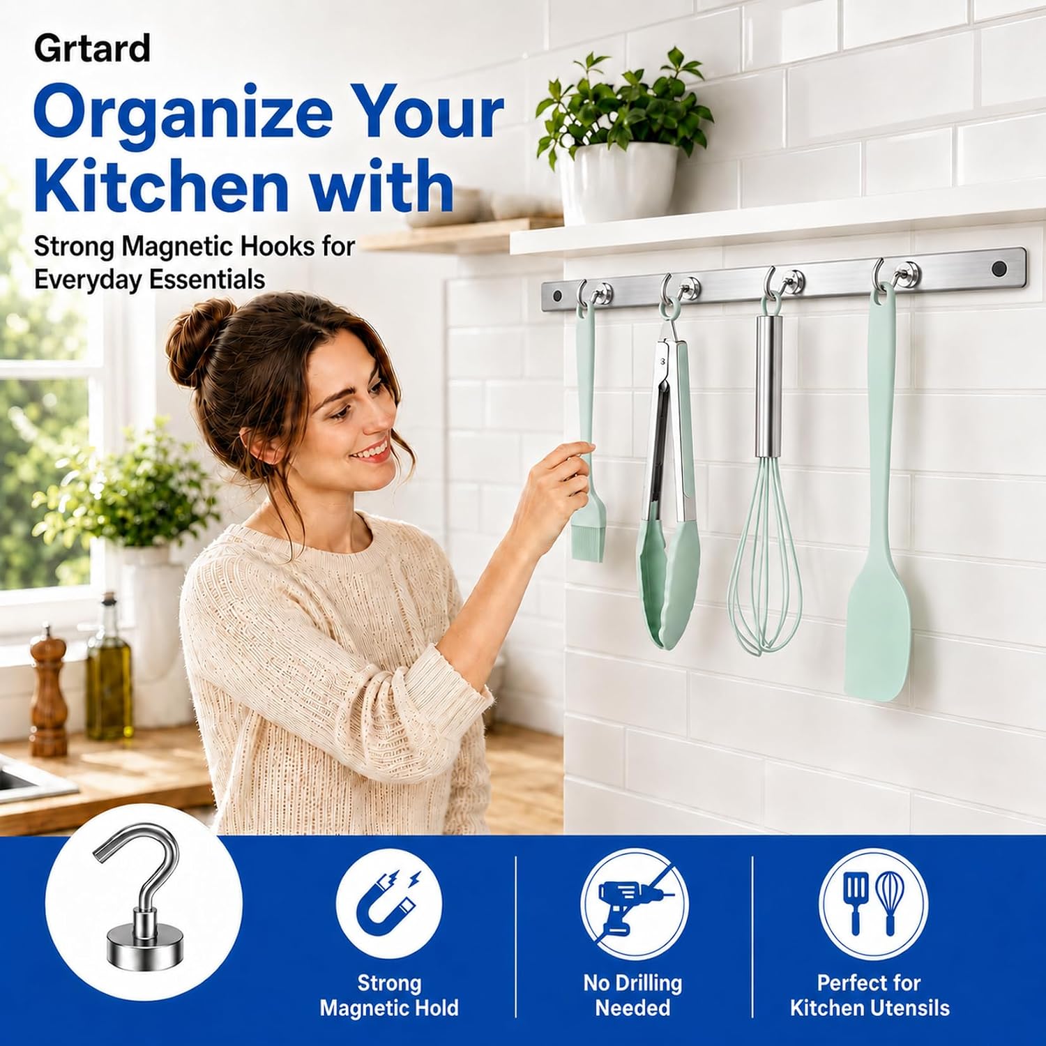 Grtard 500 Pcs Silver Magnetic Hooks Heavy Duty. 30LBS Strong Magnet Hooks | Strong Magnetic Hooks for Cruise Cabin. Metal Magnet with Hooks for Fridge. Home. Kitchen. Industry. Workplace. Office
