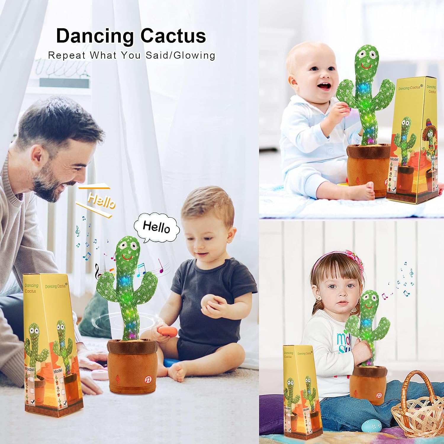 Emoin Dancing Talking Cactus Toy for Baby Boys Girls | Dancing Cactus Singing Mimicking Recording Repeating What You Say Baby Toys Gifts