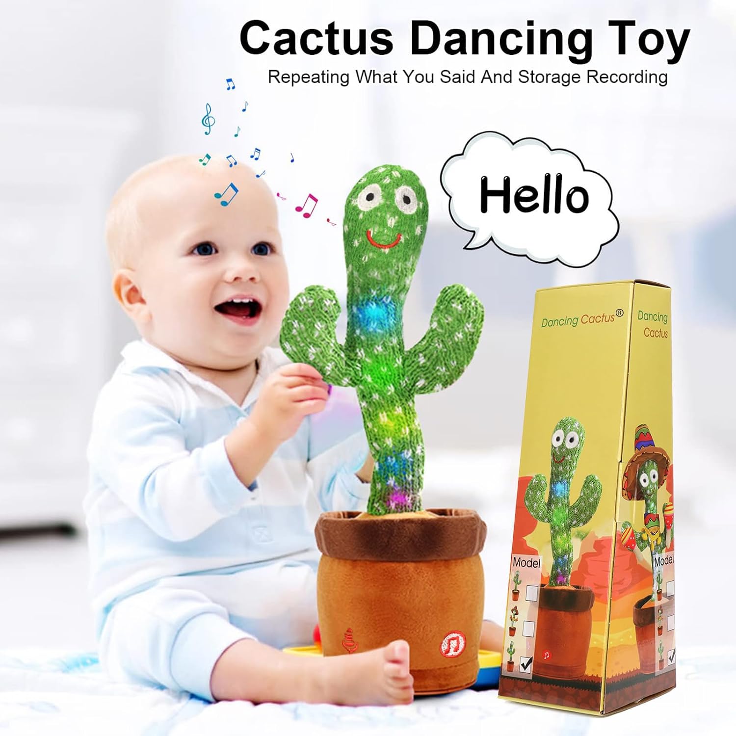 Emoin Dancing Talking Cactus Toy for Baby Boys Girls | Dancing Cactus Singing Mimicking Recording Repeating What You Say Baby Toys Gifts