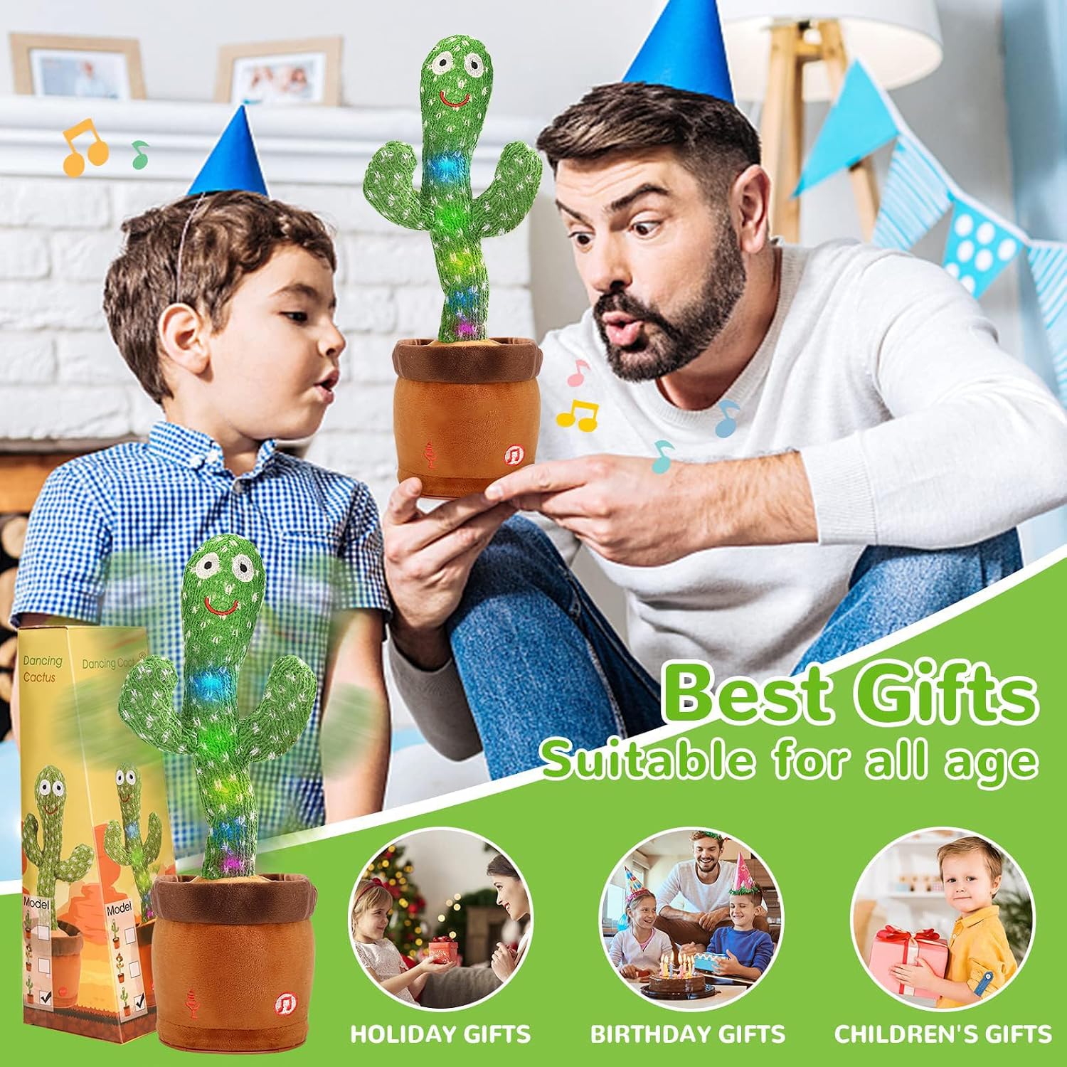 Emoin Dancing Talking Cactus Toy for Baby Boys Girls | Dancing Cactus Singing Mimicking Recording Repeating What You Say Baby Toys Gifts