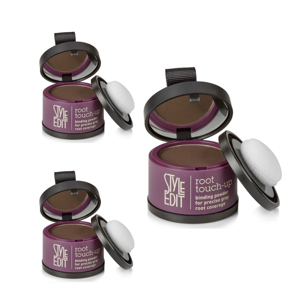Style Edit Root Touch Up Powder | Temporary Hair Color for Gray Roots and Thinning Hair | Salon-Quality. Transfer-Resistant Hair Concealer | Dark Brown. 0.13 oz (Pack of 3)
