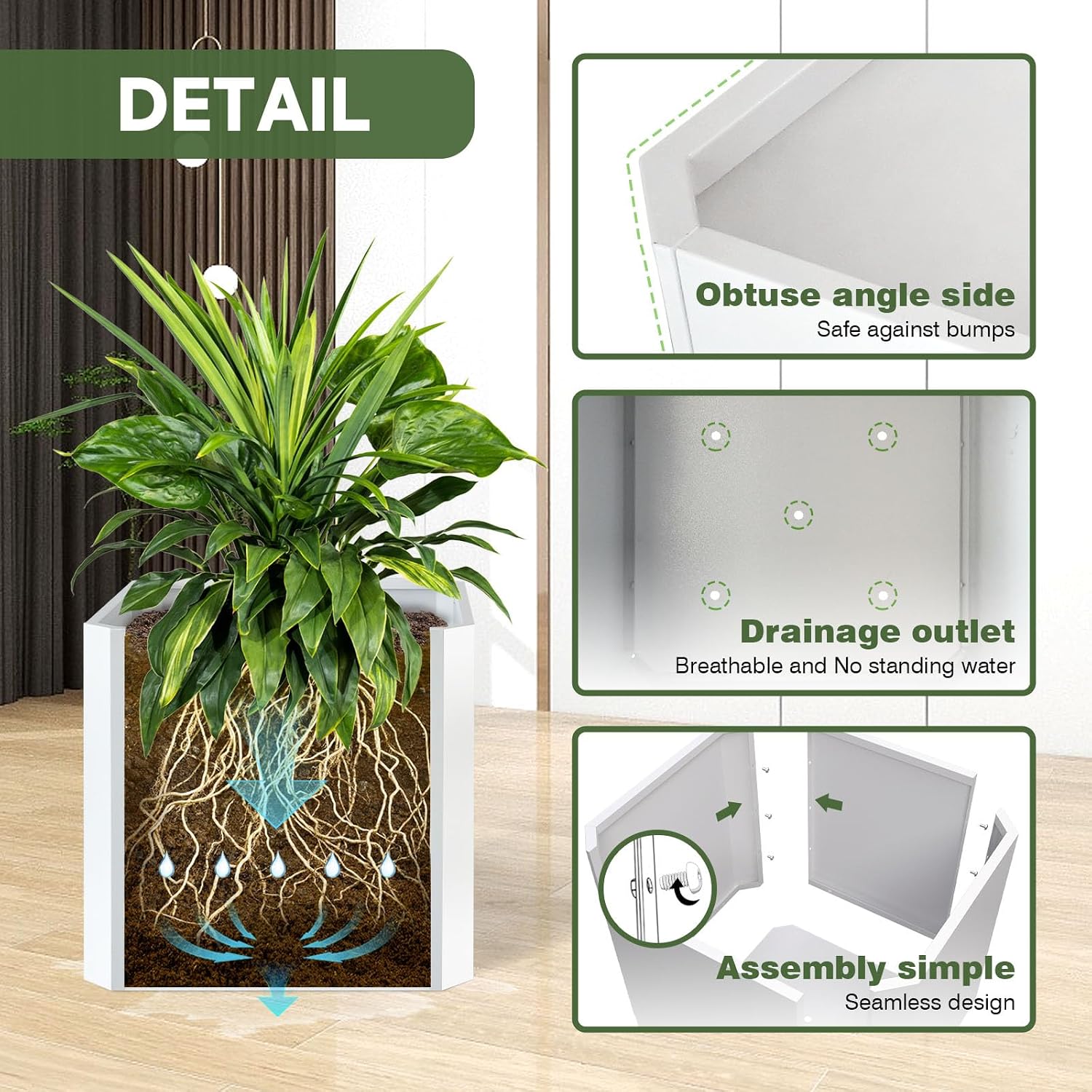 Metal Planter Box 24L x 24W x 24H Large Square Steel Planter Box | Outdoor Indoor White Cube Steel Planters Galvanized. Drainage Holes. Easy Assembly. for Yard. Patio. Deck. Commercial Use