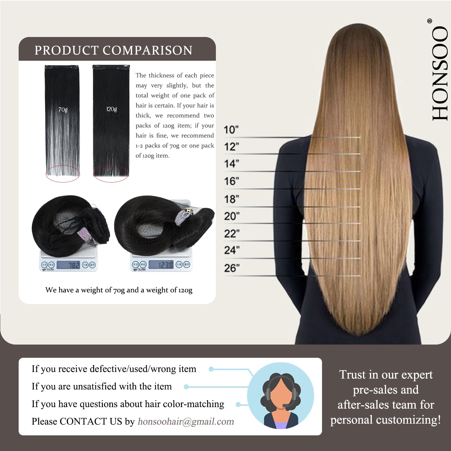 Honsoo 18in Clip In Hair Extensions Natural Black To Chestnut Brown Real Human Thick 120g 7pcs Hair Extensions Sliky Straight Human Hair Clip Ins
