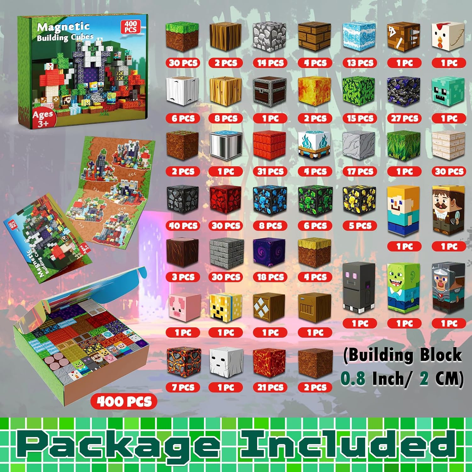 400 PCS Magnetic Blocks - Building Block for Kids. Stacking Magnet Cubes for Boys Girls. STEM Educational Montessori Magnetic Constructions Toys. Sensory Play Game Birthday Gifts Ages 3-12