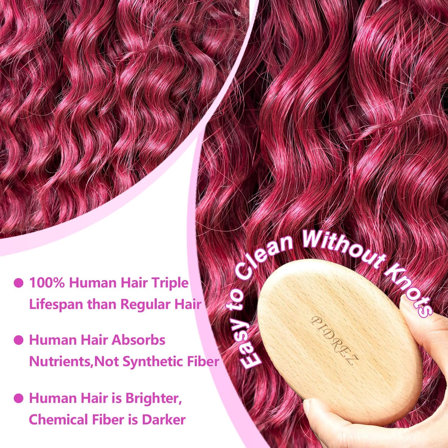 BVLBVL 250% Density 13x6 HD Lace Burgundy Wig Human Hair 20 Inch 99J Deep Wave Lace Front Wigs Human Hair. Pre Plucked Virgin Hair