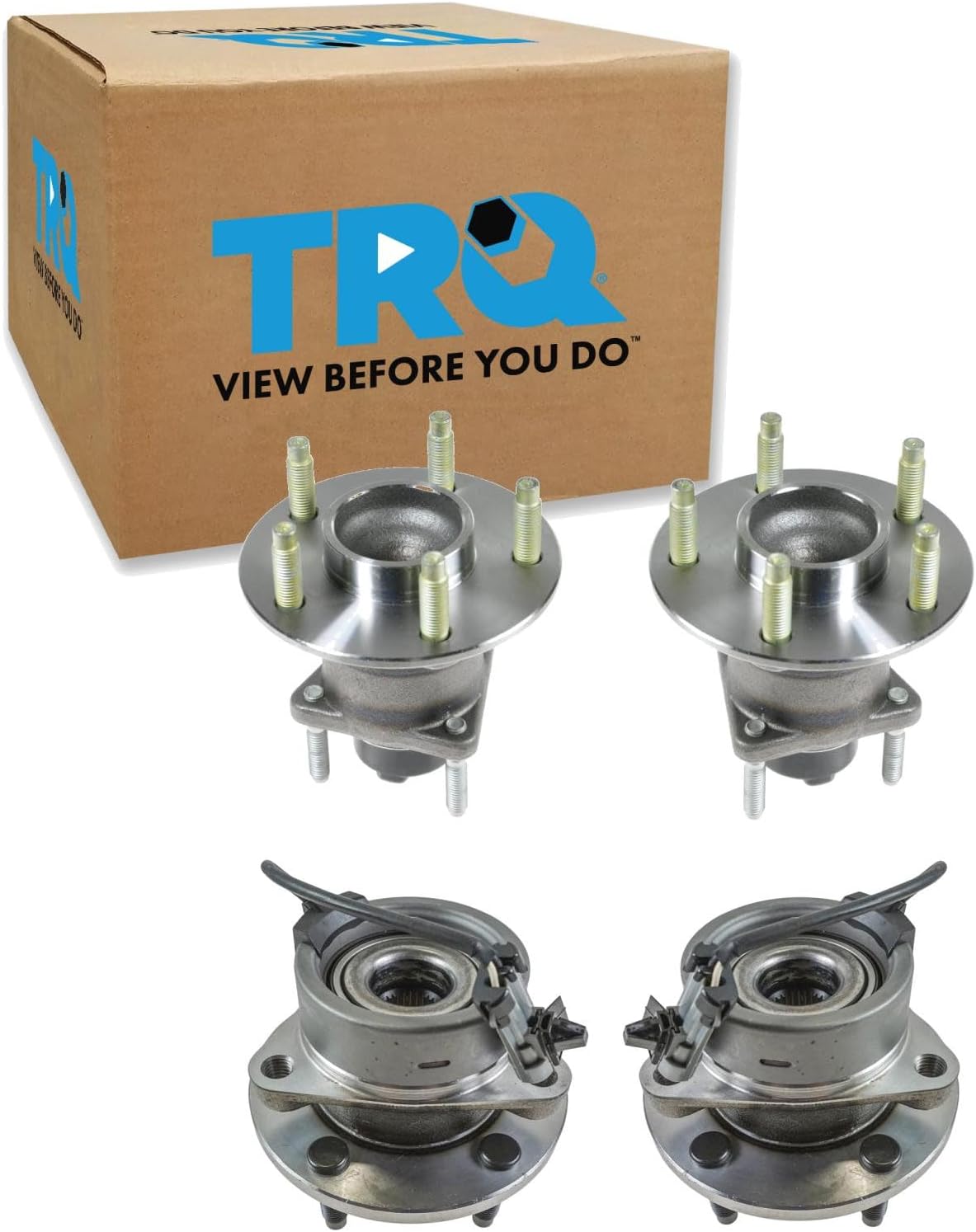 TRQ Front and Rear Wheel Bearing and Hub Assembly Set 4 Piece | For 05-10 Chevrolet Cobalt LS LT 4 Wheel ABS Brakes 5 Lug Wheels 06-11 HHR LS LT 04-07 Saturn Ion 07-09 Pontiac G5