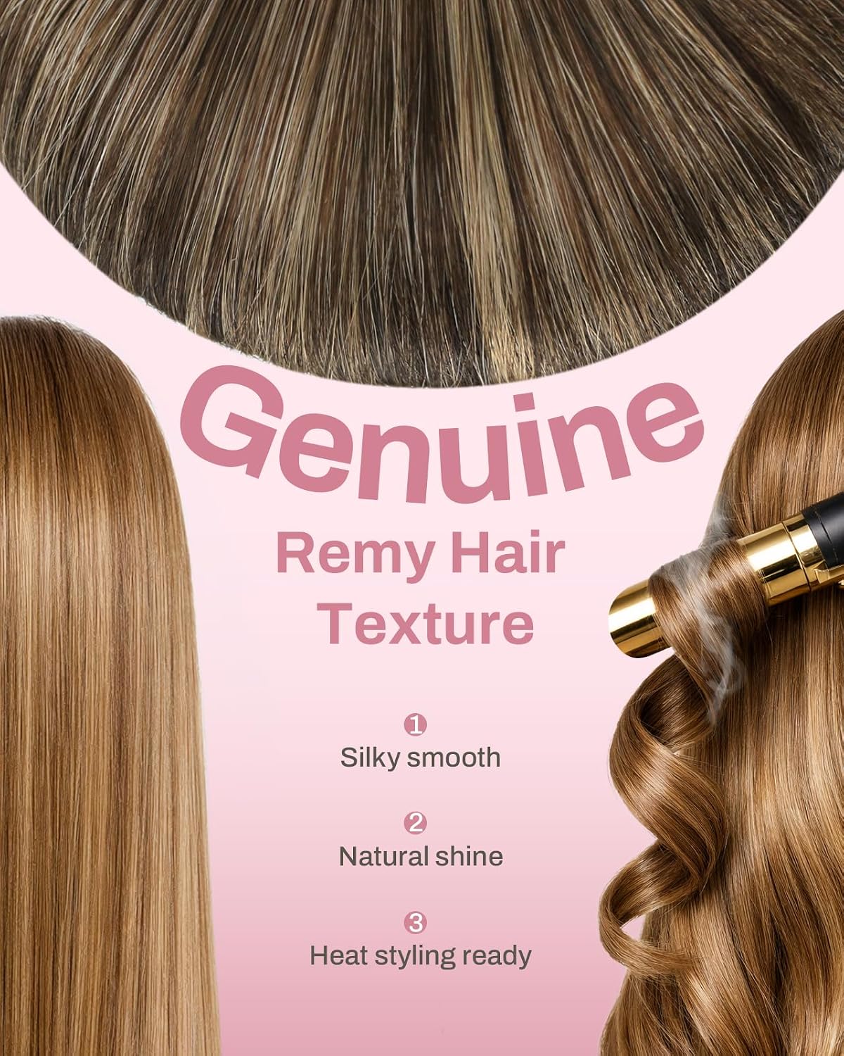Moresoo Clip in Human Hair Extensions. Balayage Brown. Seamless Genius Weft | Hair extensions clip ins. balayage medium brown to warm caramel. 20inch 130g 7pcs. for weddings. long layered romantic glam