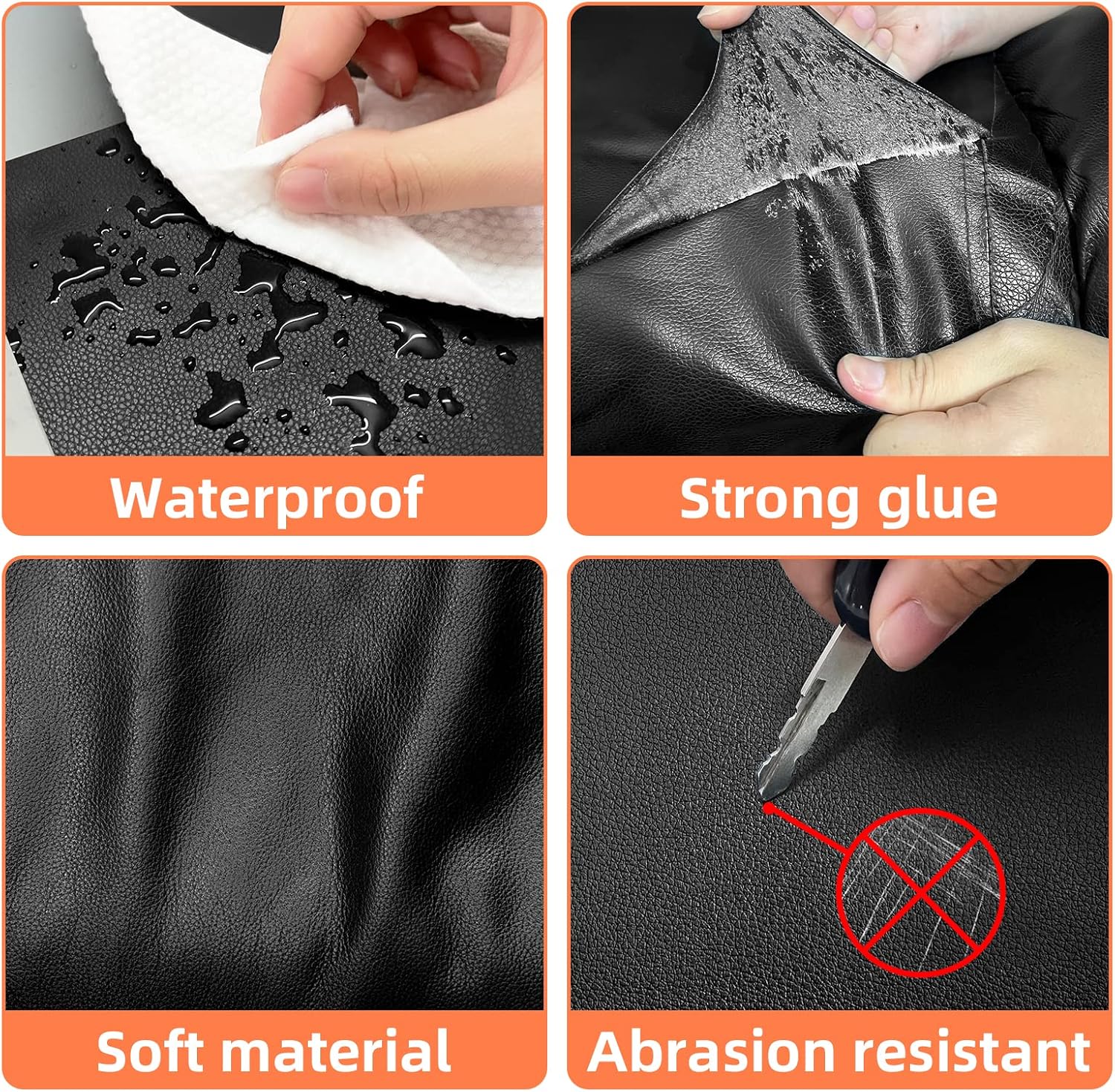 DXBULL Large Leather Repair Kit Self Adhesive Leather Tape Waterproof. DIY Leather Patch for Couches Car Seats Furniture Kitchen Cabinets Wall 47.2 x 78.7 inch (Black)