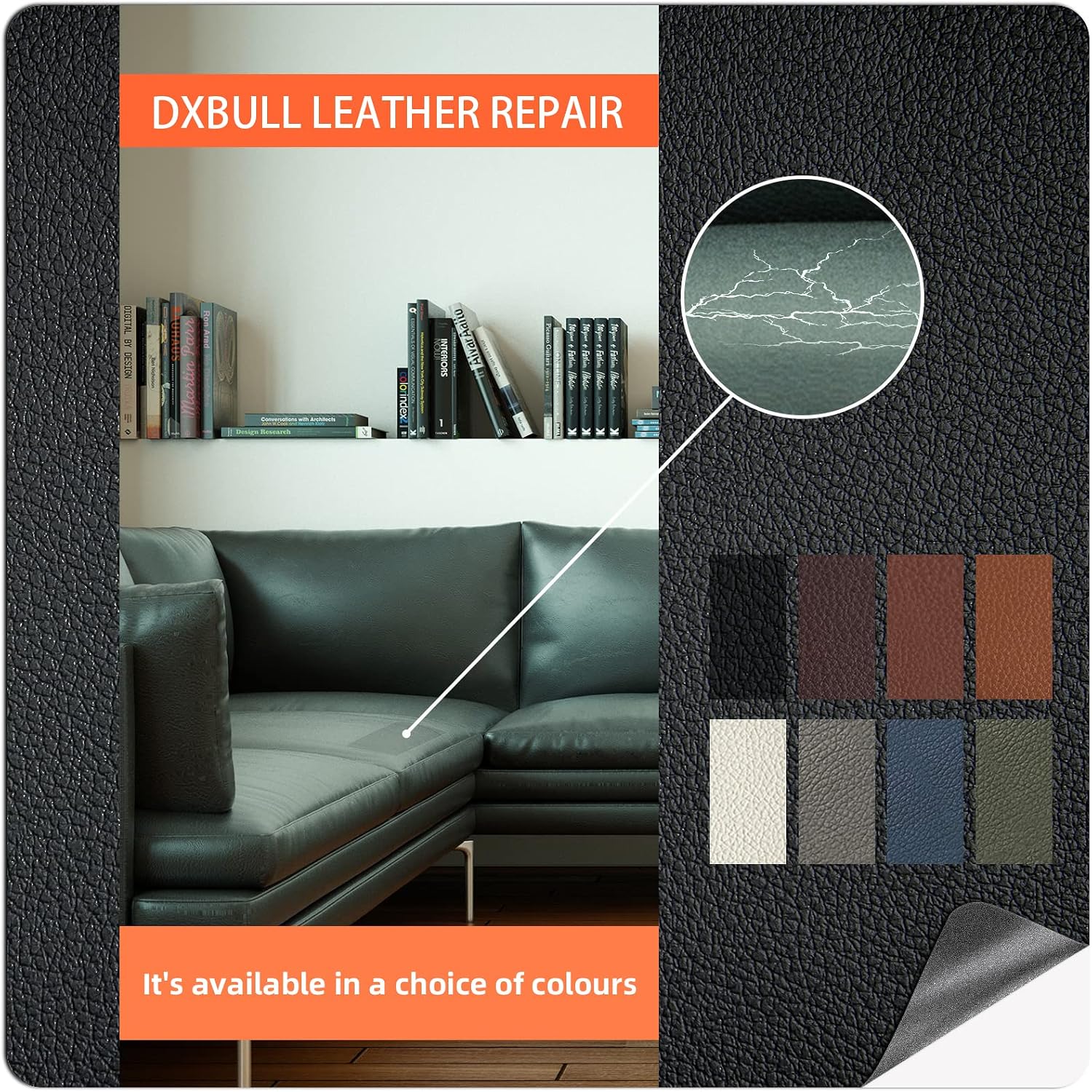DXBULL Large Leather Repair Kit Self Adhesive Leather Tape Waterproof. DIY Leather Patch for Couches Car Seats Furniture Kitchen Cabinets Wall 47.2 x 78.7 inch (Black)