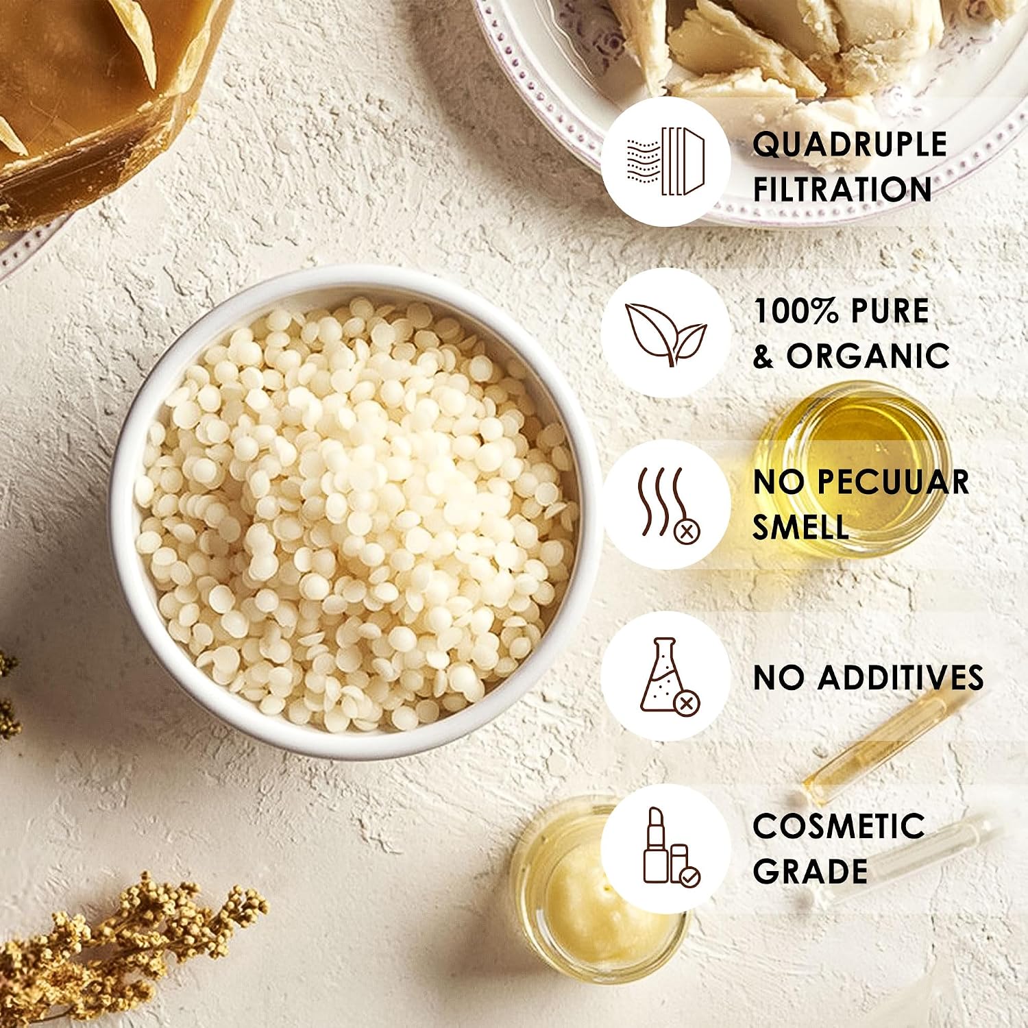VIPwax White Beeswax Pellets 20LB(9070g). Natural Organic Beeswax | Natural. Organic. Candle Making. Premium Beeswax. Body. Skin Care DIY. Lip Balm and Soap Making Supplies