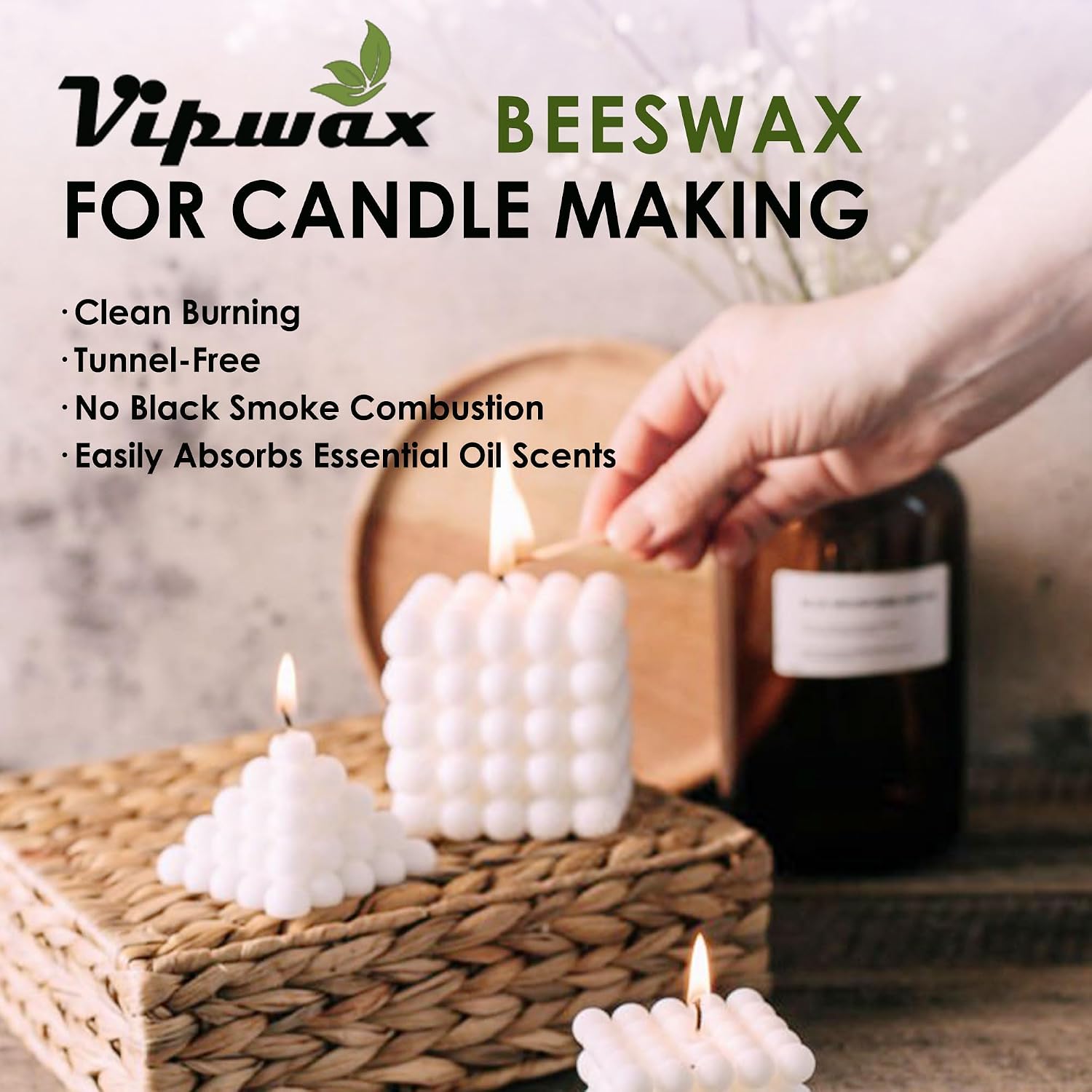 VIPwax White Beeswax Pellets 20LB(9070g). Natural Organic Beeswax | Natural. Organic. Candle Making. Premium Beeswax. Body. Skin Care DIY. Lip Balm and Soap Making Supplies