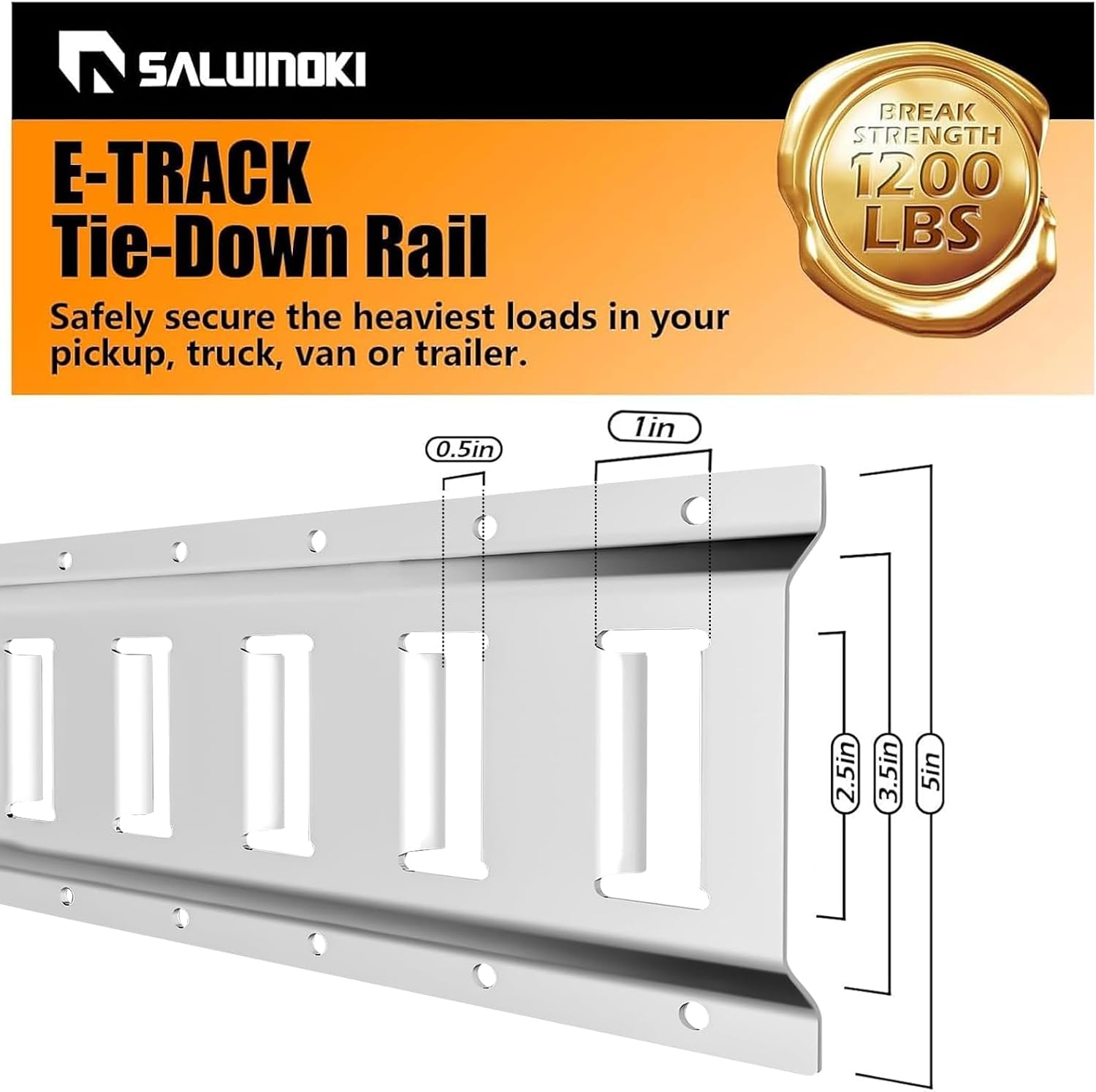 SALUINOKI 4ft Silver E-Track Rails 4 Pack Tie Down Erack with Powder-Coated Steel E-Track for Garages. Workshops