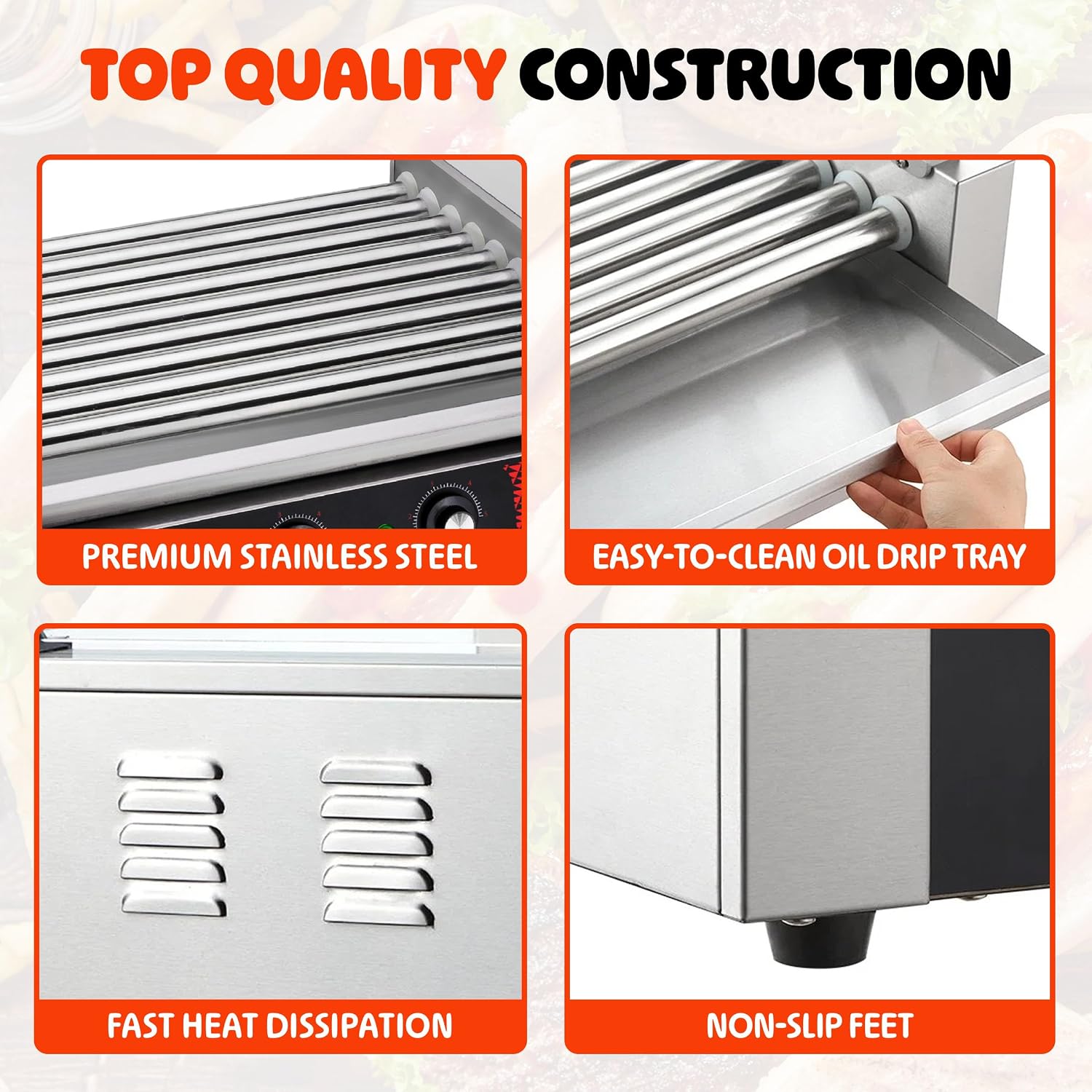 Great Northern Popcorn Hot Dog Roller Machine | Stainless-Steel Cooker with 9 Rollers to Cook Up to 24 Hot Dogs - Concession Stand Supplies
