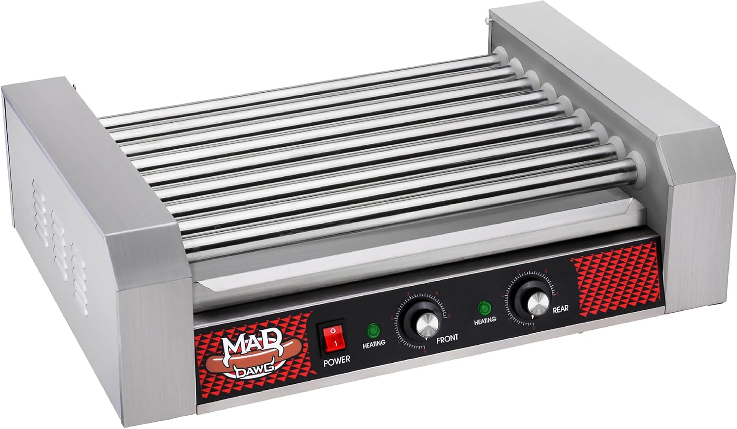 Great Northern Popcorn Hot Dog Roller Machine | Stainless-Steel Cooker with 9 Rollers to Cook Up to 24 Hot Dogs - Concession Stand Supplies
