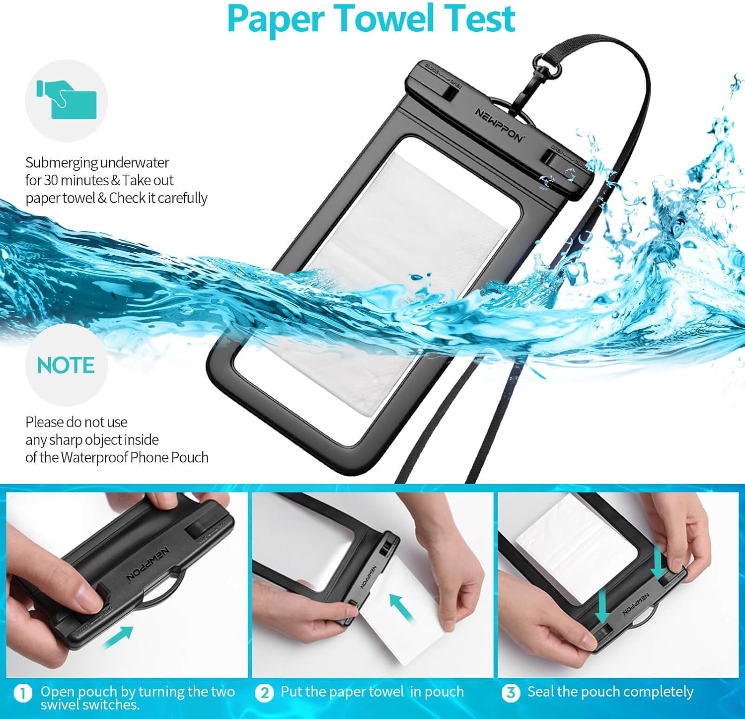 100 Pack 8.5 Waterproof Cell Phone Pouch - Underwater Dry Bag Case Lanyard - Water Proof Clear Holder Protector for iPhone 17 16 15 Pro Max Plus Samsung Galaxy S25 S24 Ultra Note for Beach Swimming