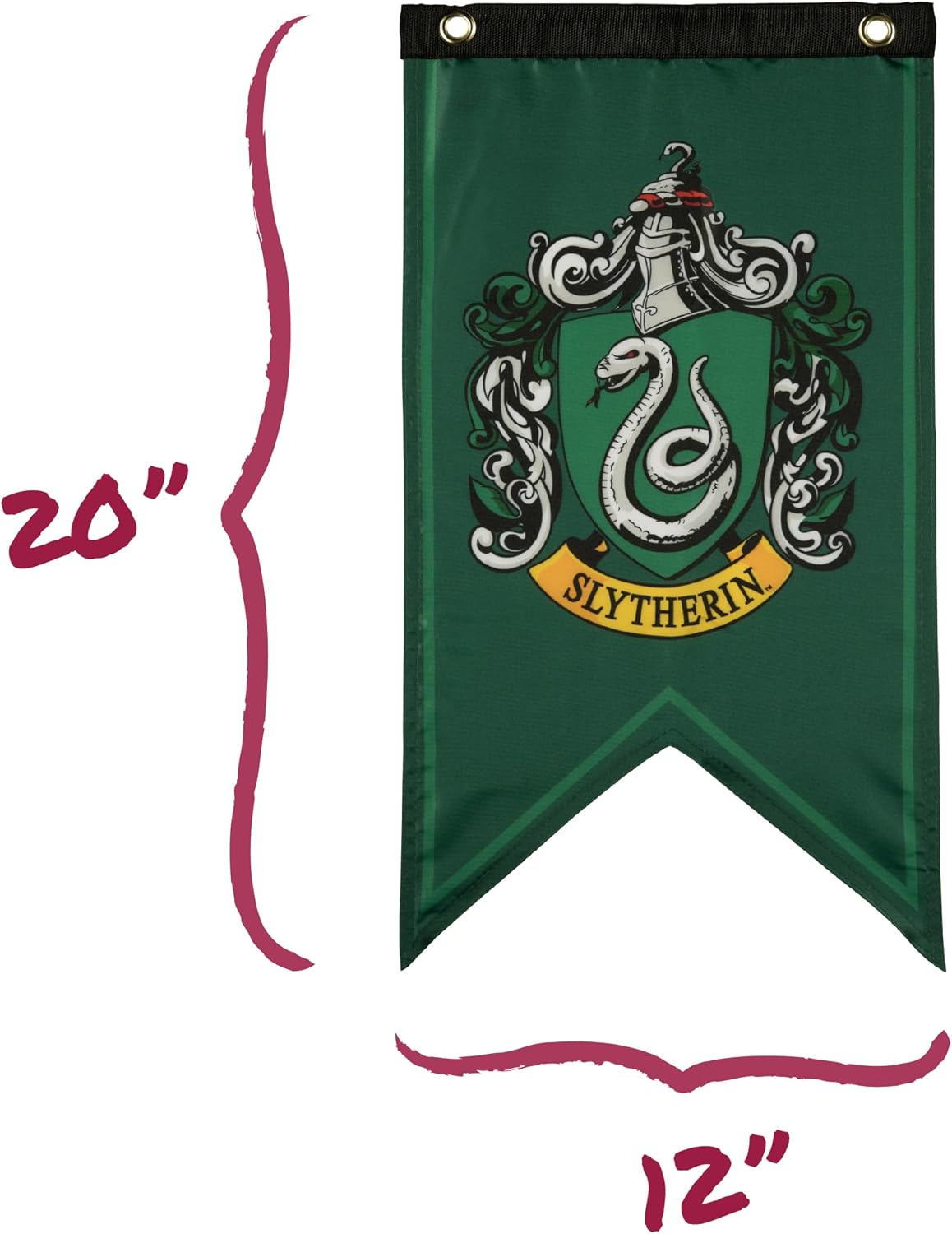 ConQuest Harry Potter Wizarding House Banner Official Flag Set | 12 x 20 Polyester Flags. Gryffindor. Slytherin. Ravenclaw & Hufflepuff Banners. Birthday Party