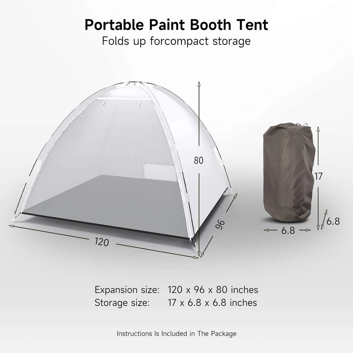 Dikutar Extra Large Spray Paint Tent 10x8x6.6ft for Furniture DIY | Easy Setup Booth Enclosure with Built-in Floor & Mesh Vent for Upcycling. Woodworking and Craft Projects