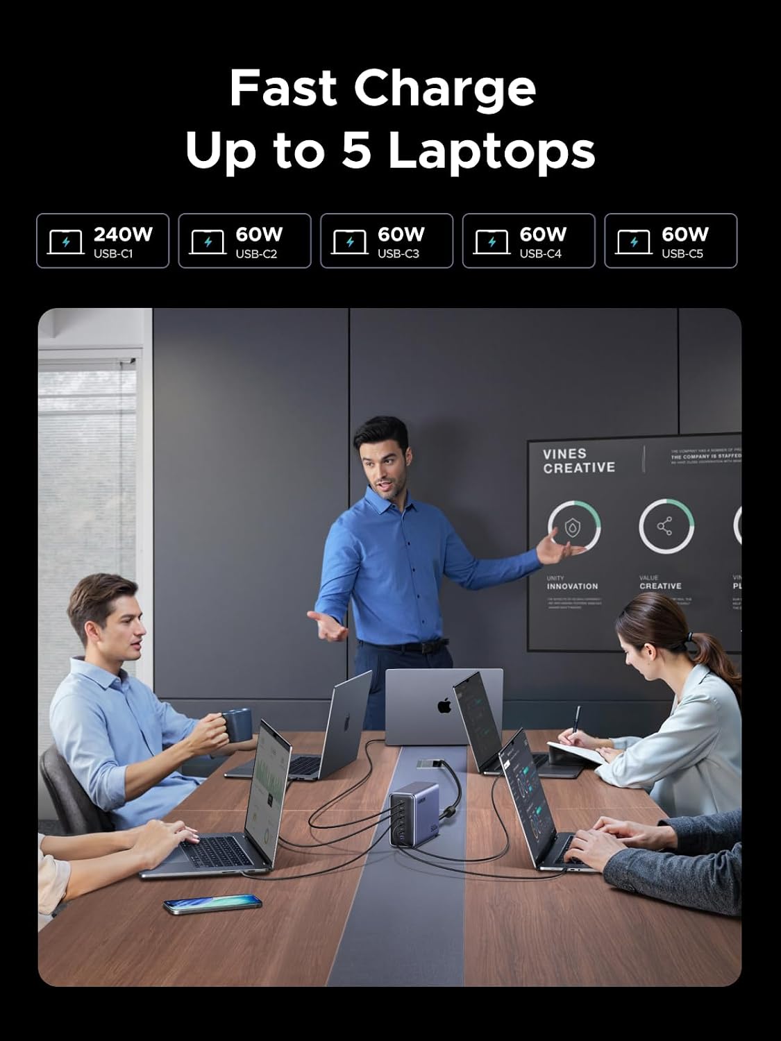 UGREEN Nexode 500W GaN Charging Station. 6-Port USB-C & USB-A with 240W Single Port. Smart Temperature Control & Space-Saving Design for iPhone 17/16/15. Galaxy S25/S24. MacBook Pro/Air. iPad. Laptops