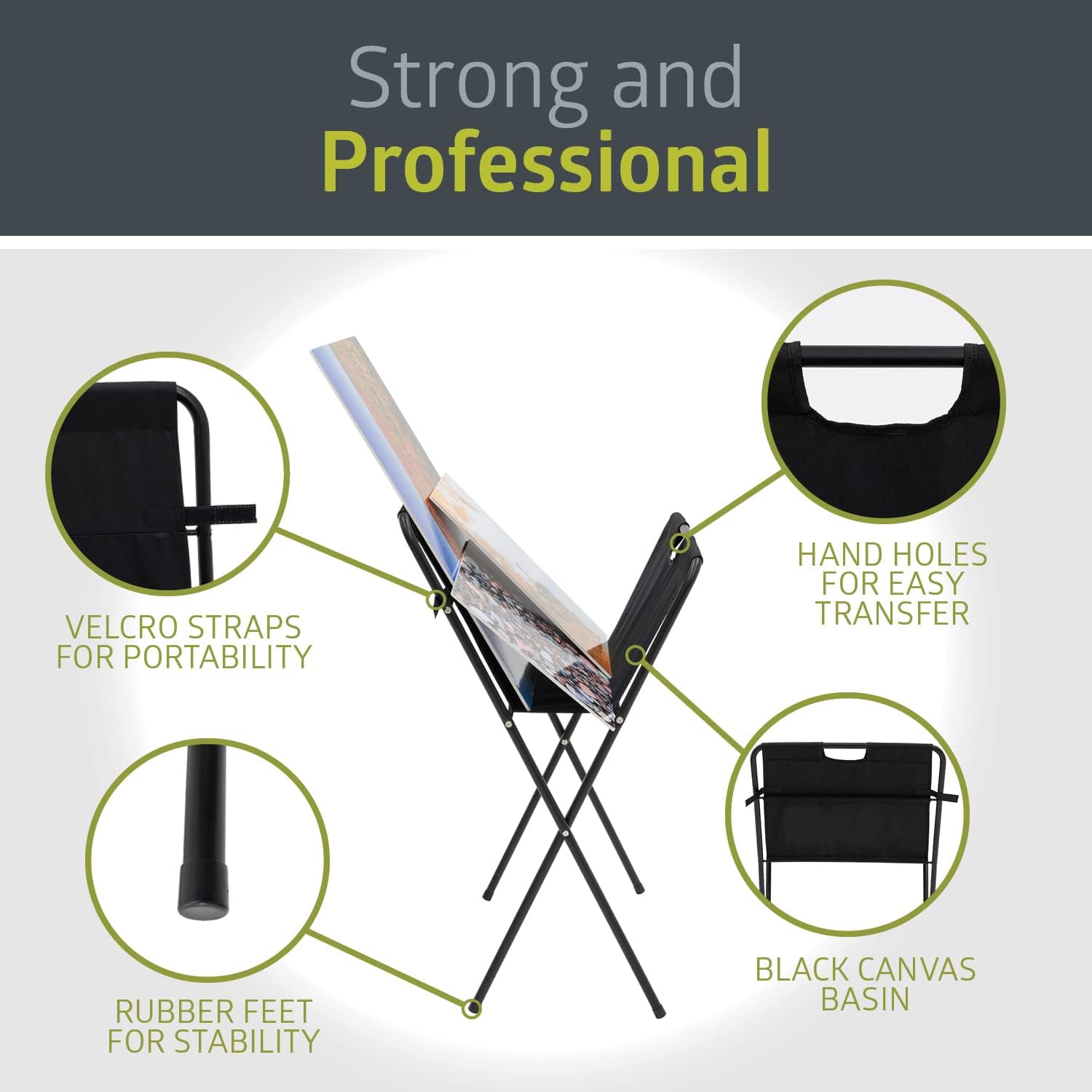Pearington Folding and Collapsible Canvas Print Display Rack and Poster Stand. Black. 2 Pack