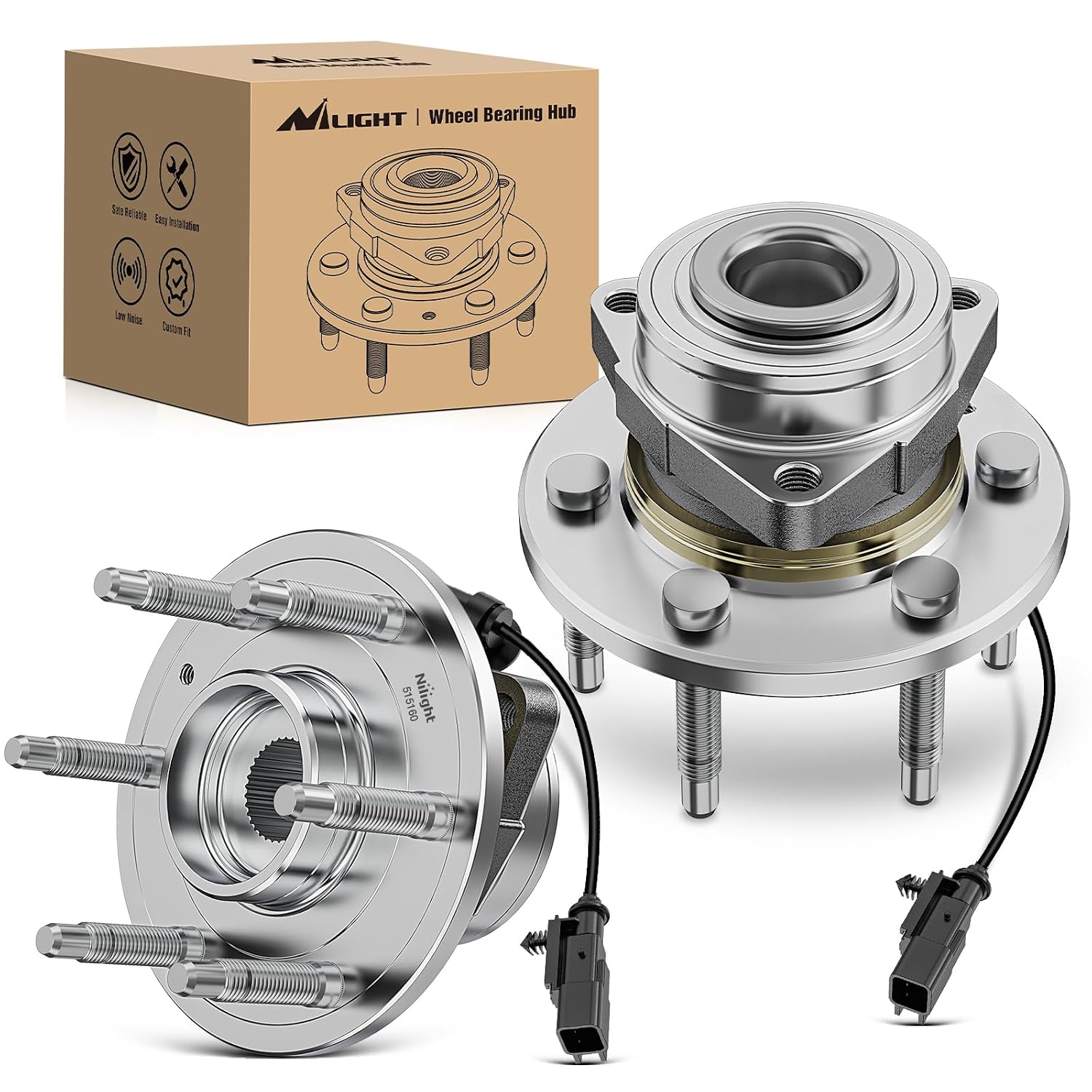 Nilight Wheel Bearing and Hub for Chevy Silverado GMC Sierra 1500 2014–2018 | For Chevrolet Tahoe Suburban Yukon / Yukon XL Cadillac Escalade 2015–2020. 6-Lug 4WD-2Pack