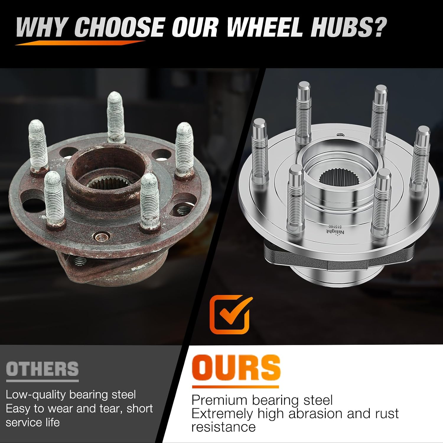 Nilight Wheel Bearing and Hub for Chevy Silverado GMC Sierra 1500 2014–2018 | For Chevrolet Tahoe Suburban Yukon / Yukon XL Cadillac Escalade 2015–2020. 6-Lug 4WD-2Pack