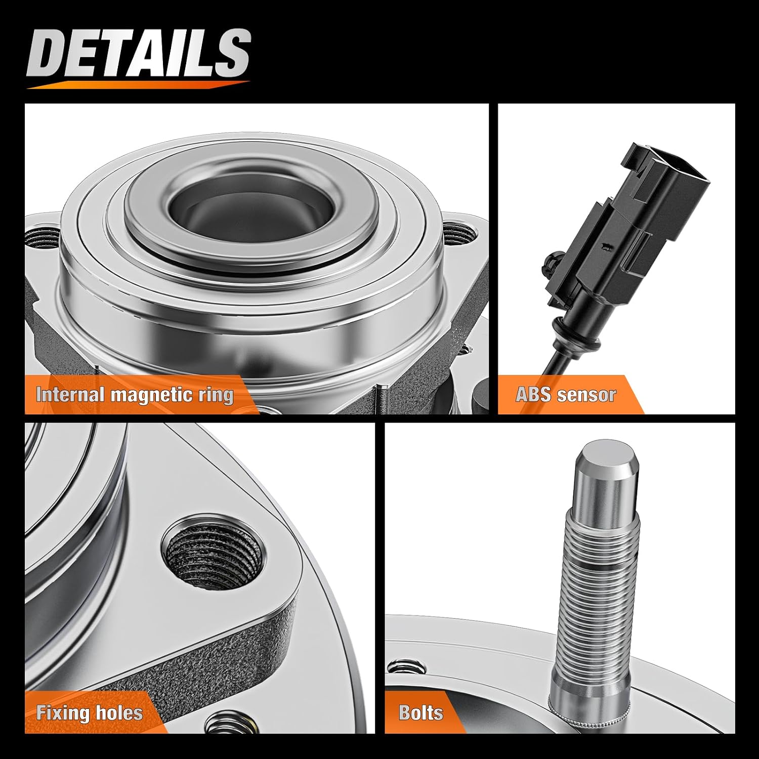Nilight Wheel Bearing and Hub for Chevy Silverado GMC Sierra 1500 2014–2018 | For Chevrolet Tahoe Suburban Yukon / Yukon XL Cadillac Escalade 2015–2020. 6-Lug 4WD-2Pack