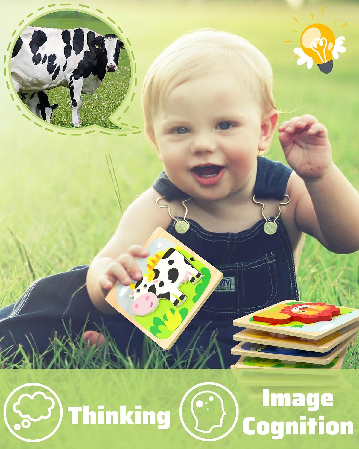 Benresive Wooden Toddler Puzzles. Montessori Toddler Toys for 1 2 Year Old | 6 Pcs Puzzles. 1 2 3 Year Old Girl Boy Great Gifts. Learning Educational Preschool Bolck Toys for 1 2 3 Year Old