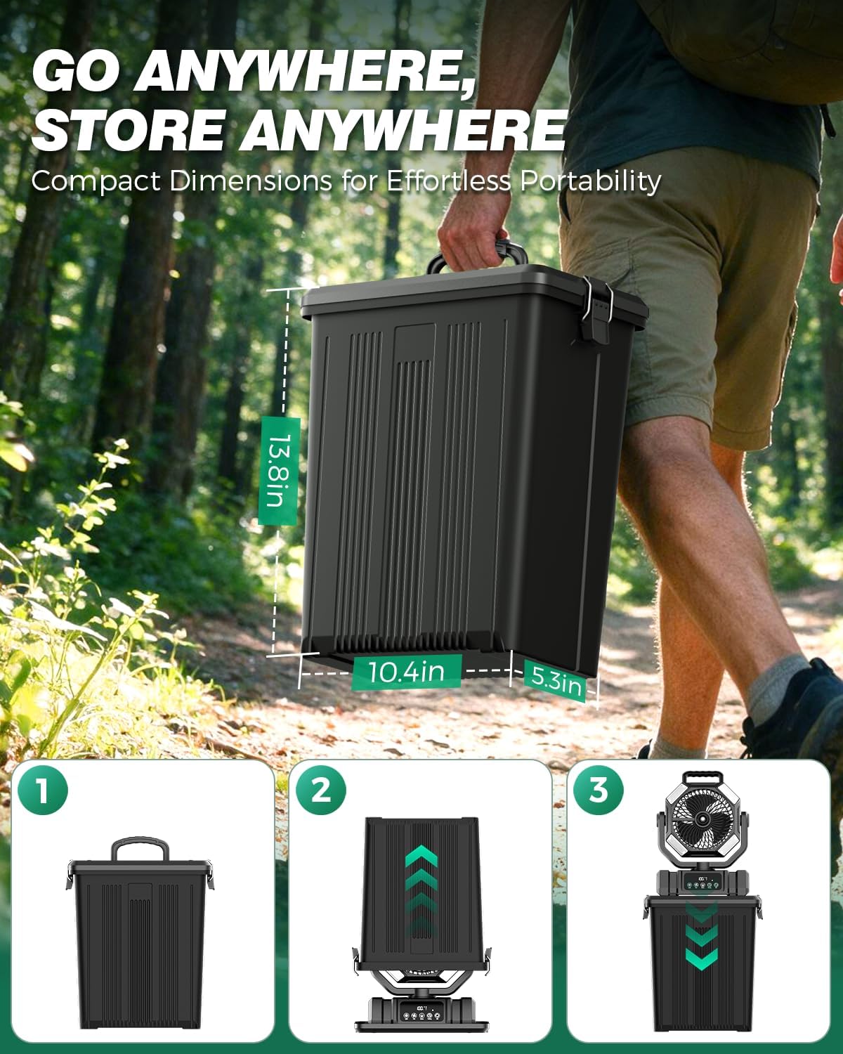 Etholzon 40000mAh Misting Fans for Outside. 15L Portable Outdoor Cooling Fan with Auto Oscillation. LED Light. Timer. Rechargeable Battery Powered Mister Fan for Camping. Beach. Patio