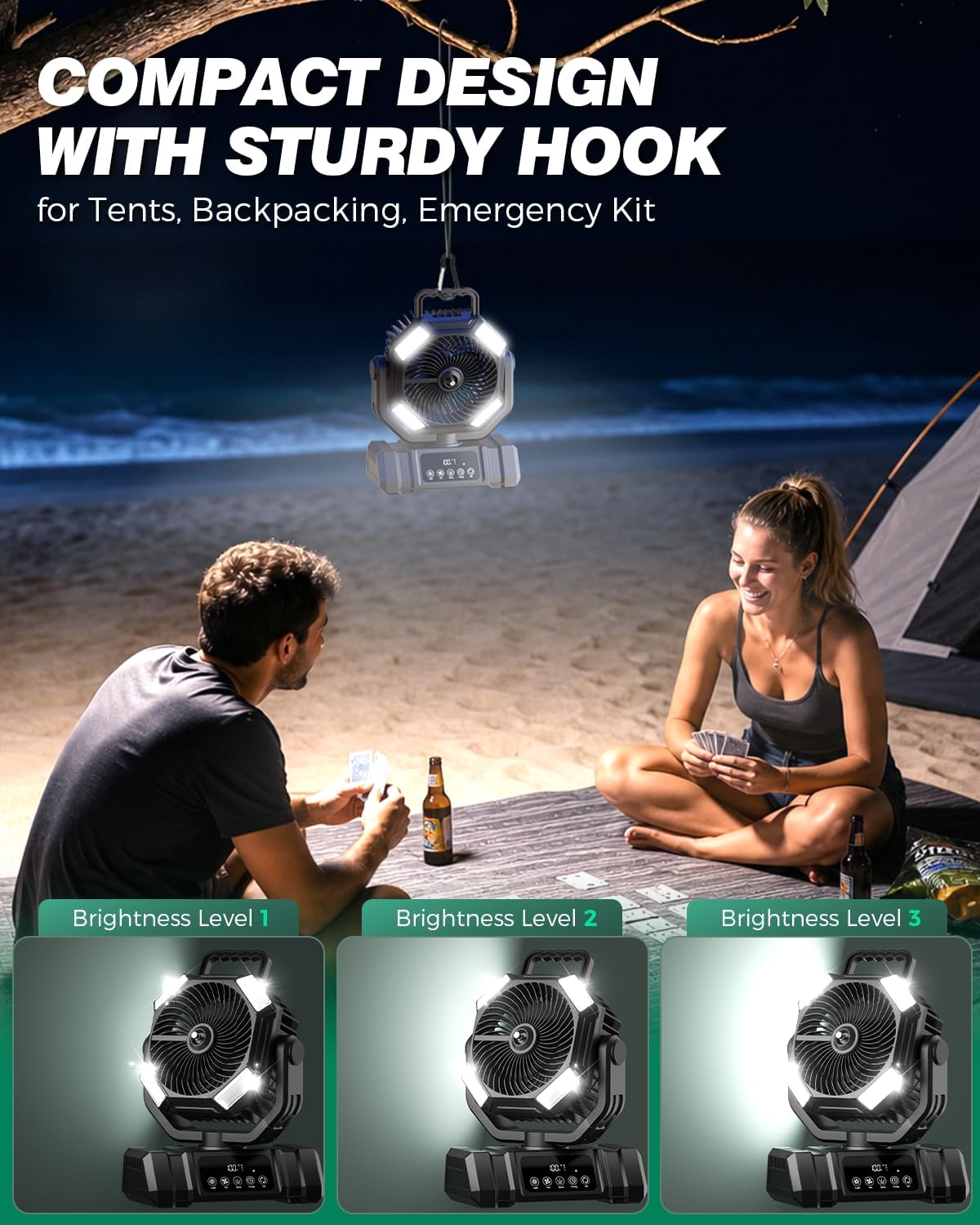 Etholzon 40000mAh Misting Fans for Outside. 15L Portable Outdoor Cooling Fan with Auto Oscillation. LED Light. Timer. Rechargeable Battery Powered Mister Fan for Camping. Beach. Patio