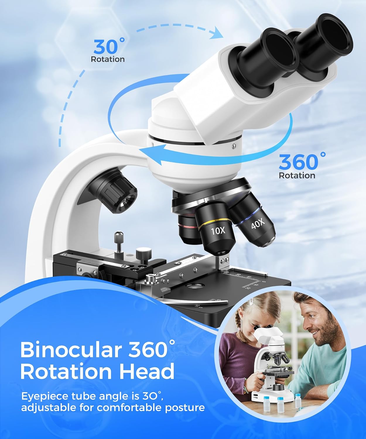 PalliPartners Compound Binocular Microscope for Adults. Professionals&Kids