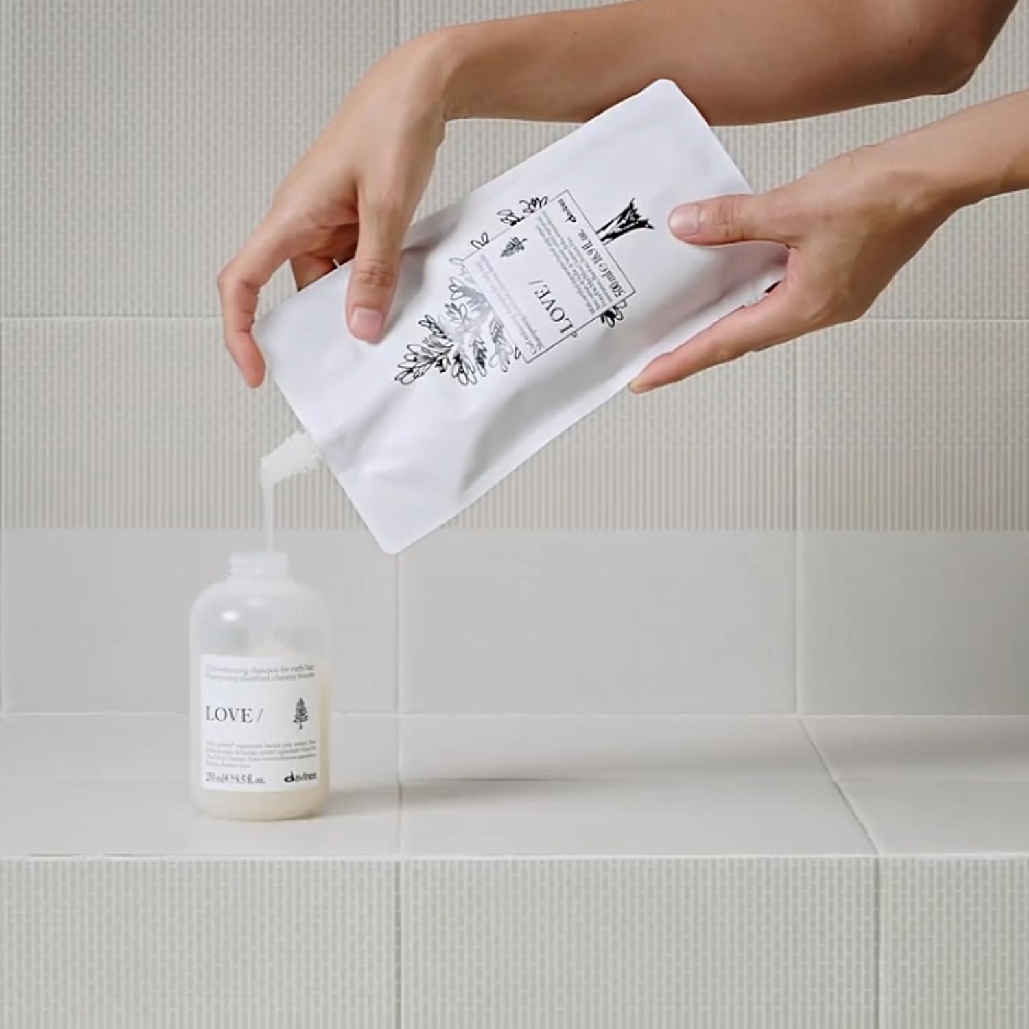 Davines Bundle of LOVE CURL/Shampoo. 8.5 fl oz. + LOVE/Shampoo Refill | Curl-enhancing taming shampoo refill for wavy and curly hair.