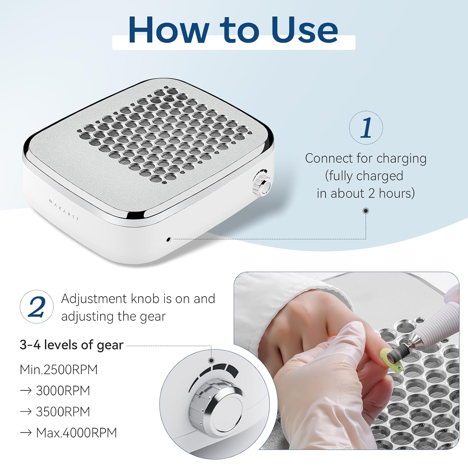 Makartt Cordless Nail Dust Collector