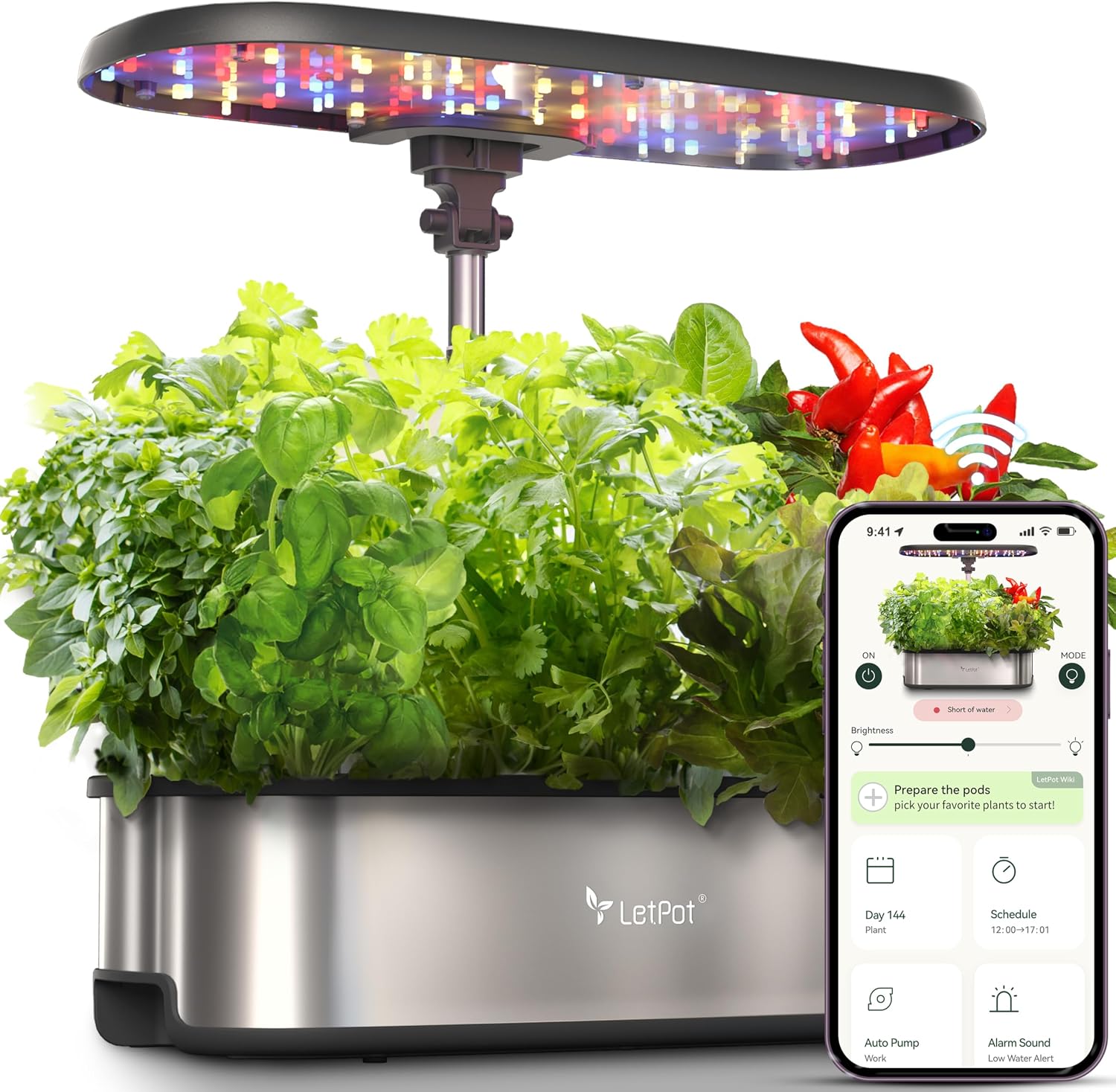 LETPOT LPH-SE Hydroponics Growing System. 12 Pods Smart Herb Garden Kit Indoor. Indoor Garden. APP & WiFi Controlled. with 24W Growing LED. 5.5L Water Tank. Pump System. Automatic Timer | APP & WiFi Controlled. 24W Growing LED. 5.5L Water Tank. Pump System. Automatic Timer
