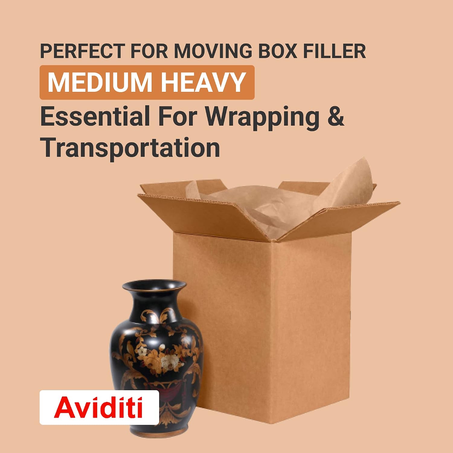 Delta Paper Shipping Paper Roll 24L. 1-Pack | Large Kraft Paper Roll for Packing. Moving and Storage