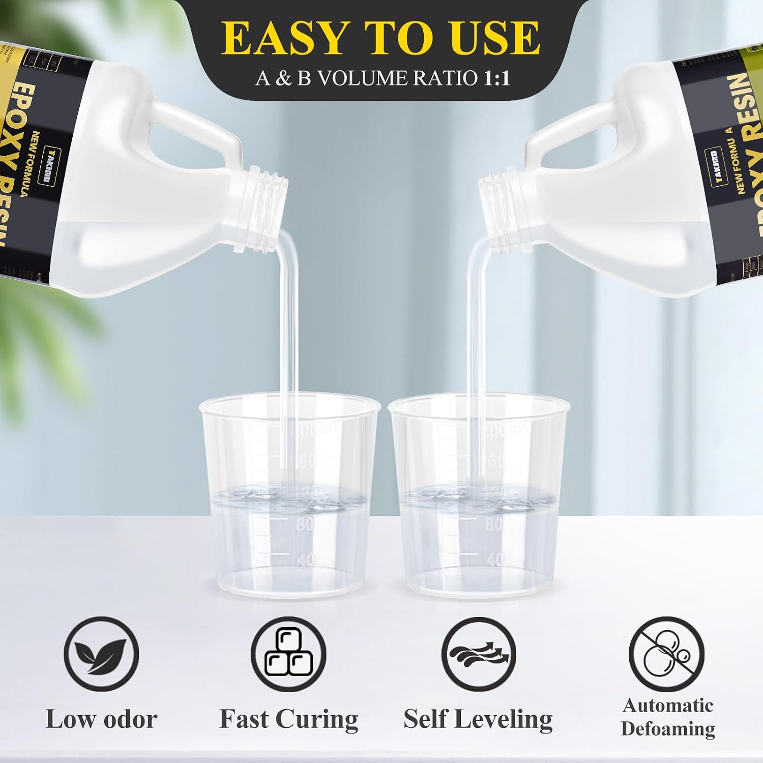 TAKIMO 2 Gallon 3×UV Resistant Resin Kit.No Bubble & Crystal Clear Epoxy Resin for Coating. Casting. Table Top.DIY. Bar Top. River Tables. Resin Art. Wood with High Gloss Finish