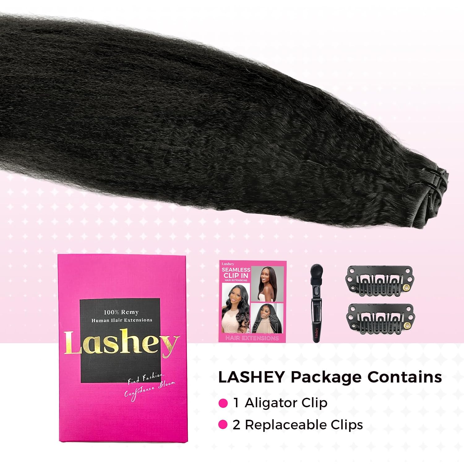 Lashey Invisi Edge Clip in Hair Extensions. 7pcs 110g 22 Inch Natural Black Seamless Clip in Hair Extensions Human Hair Kinky Straight Real Remy Human Hair