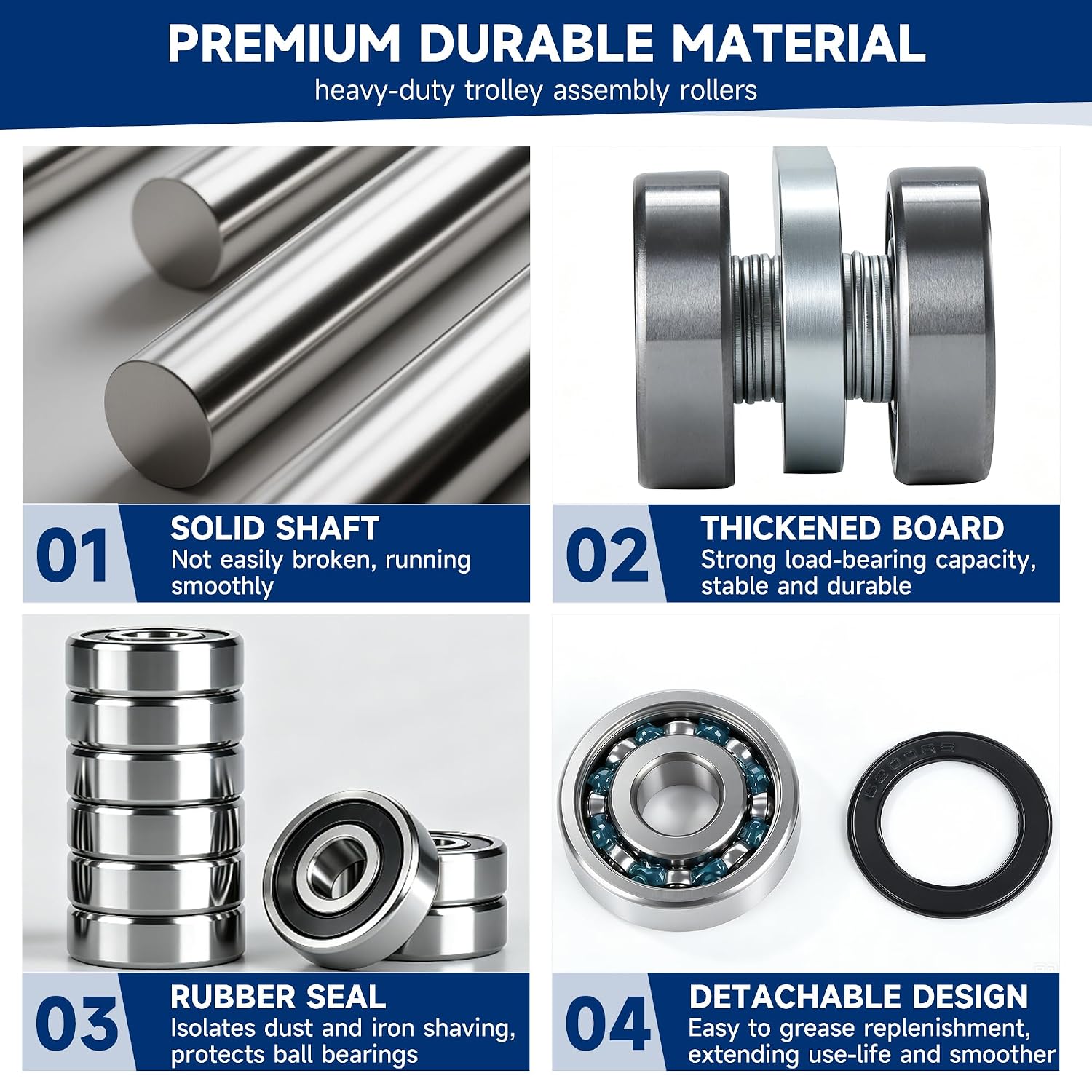 Fuperoo 2 Wheel Trolley Assembly Rollers.Two Bearing Trolley Assembly.The top of the Trolley has Room for Set Screws. Allowing the use of a 1-5/8 high Strut Channel