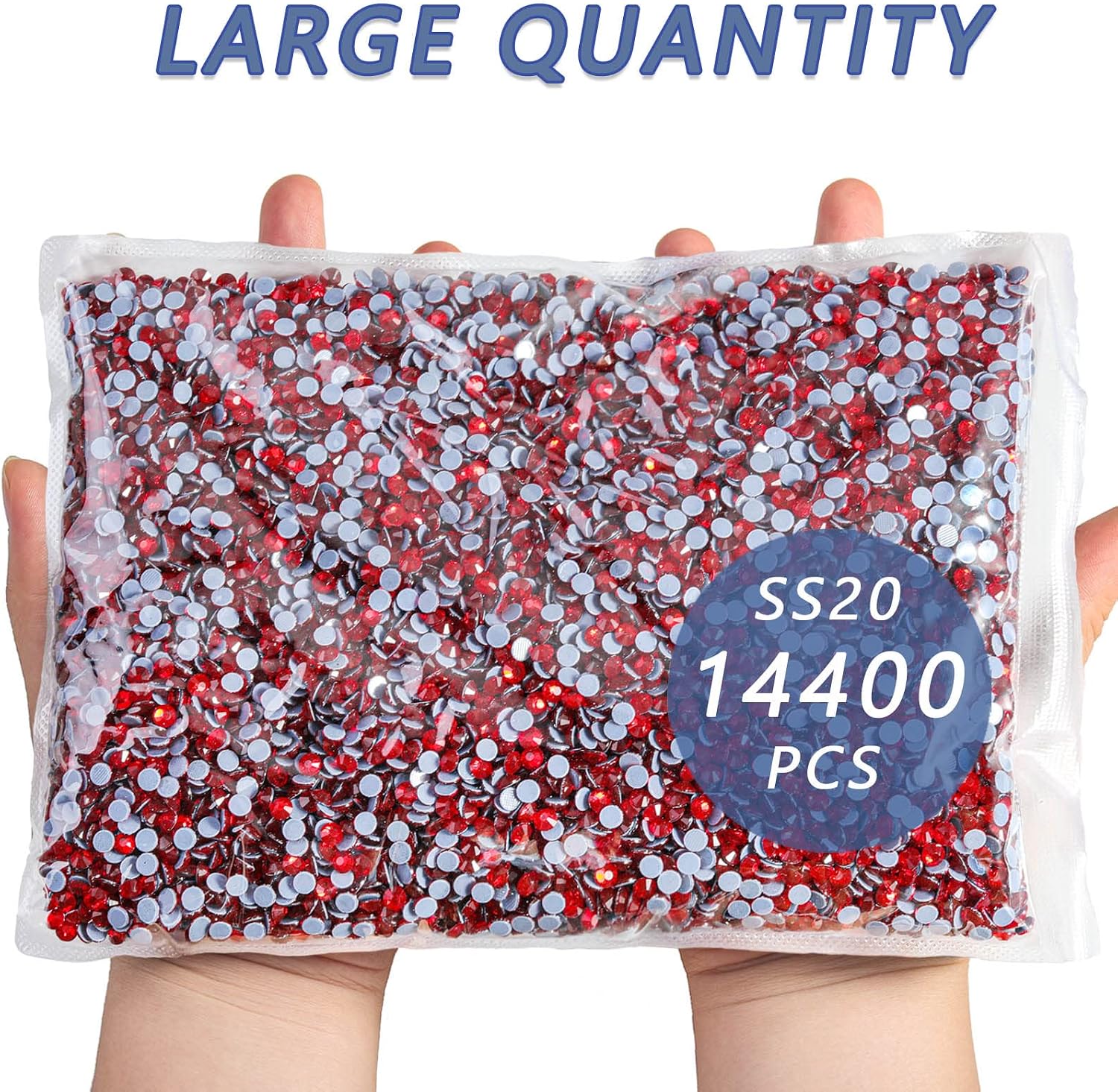 Beadsland Hotfix Rhinestones Bulk. Light Siam. SS20. 14400pcs | Hot Fix Crystals for Crafts Clothes. DIY Decoration. 4.6-4.8mm.Light Red