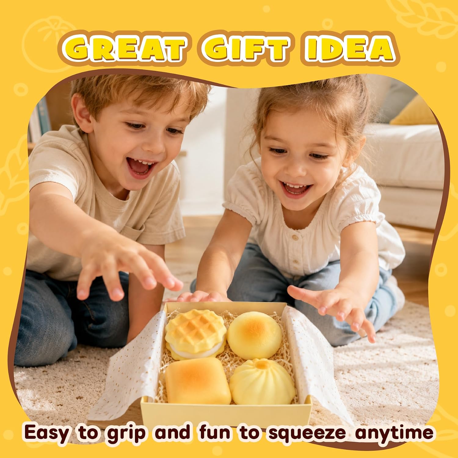 Recheel Butter Squishy Toys. 9 Pack Slow Rising Food Squishies Set | Soft Kawaii Food Squishies with Bread. Cake & Fruit Designs. Perfect Fidget Toys for Stress Relief. Relaxation and Play