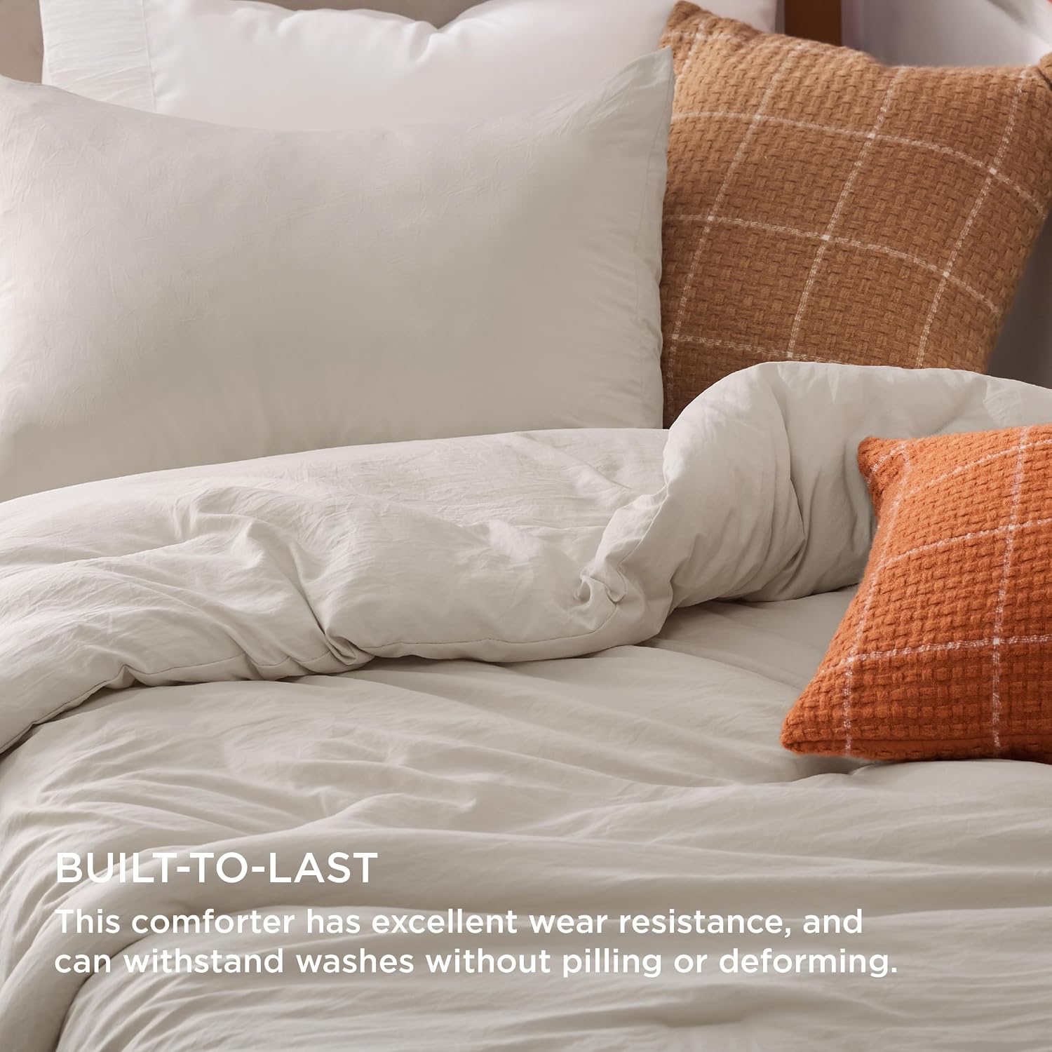 Bedsure Twin/Twin XL Comforter Set. Beige Soft Prewashed Bedding for All Seasons. 2 Pieces GentleSoft™ Bed Set. 1 Lightweight Comforter (68x88) and 1 Pillowcase (20x26)