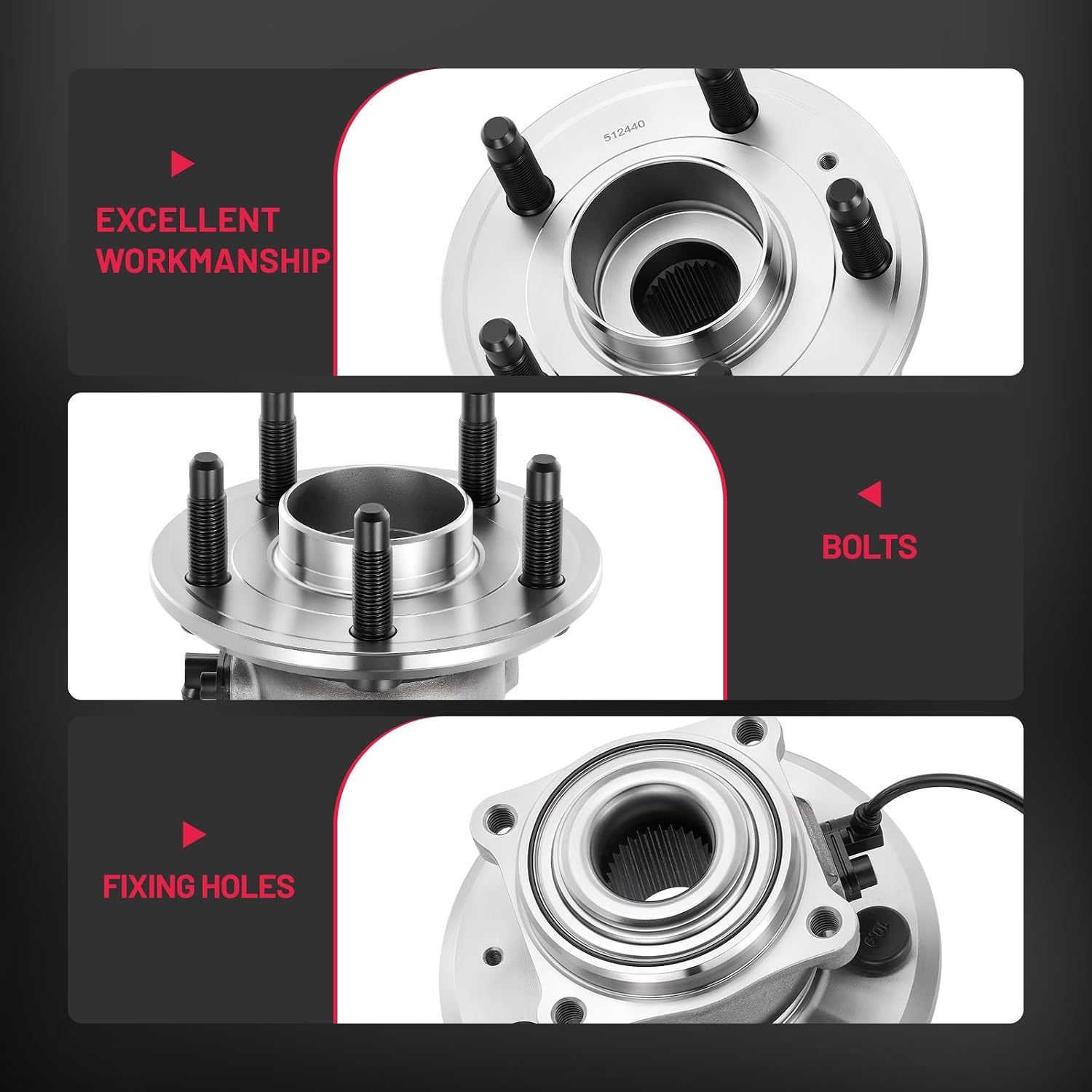 512440 2PCS BDFHYK Wheel Bearing and Hub Rear Compatible with Chevrolet Equinox 2010-2017 2.4L L4 Compatible with Chevrolet Equinox 2010-2012 3.0L V6
