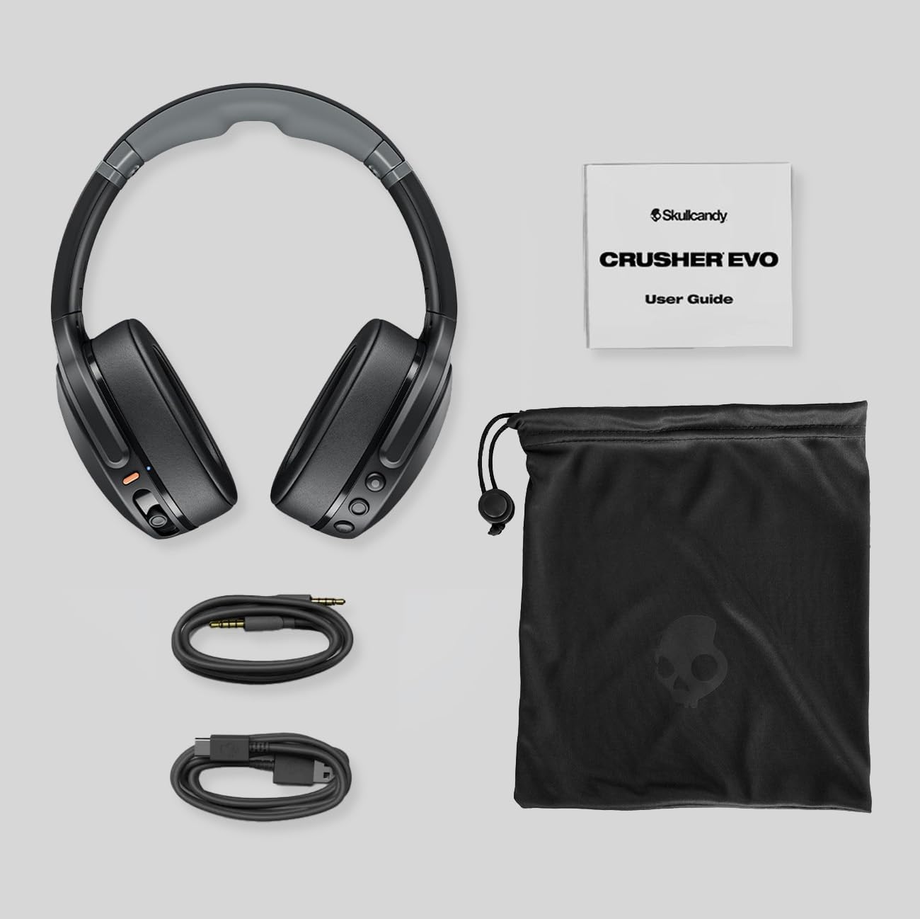 Skullcandy Crusher Evo Wireless Multi-Sensory Bass Headphones - Bone | Bluetooth. Noise Isolating Over-Ear Fit. 40 Hours Battery. Microphone. Working Out. Gym. Travel. Studying. Music