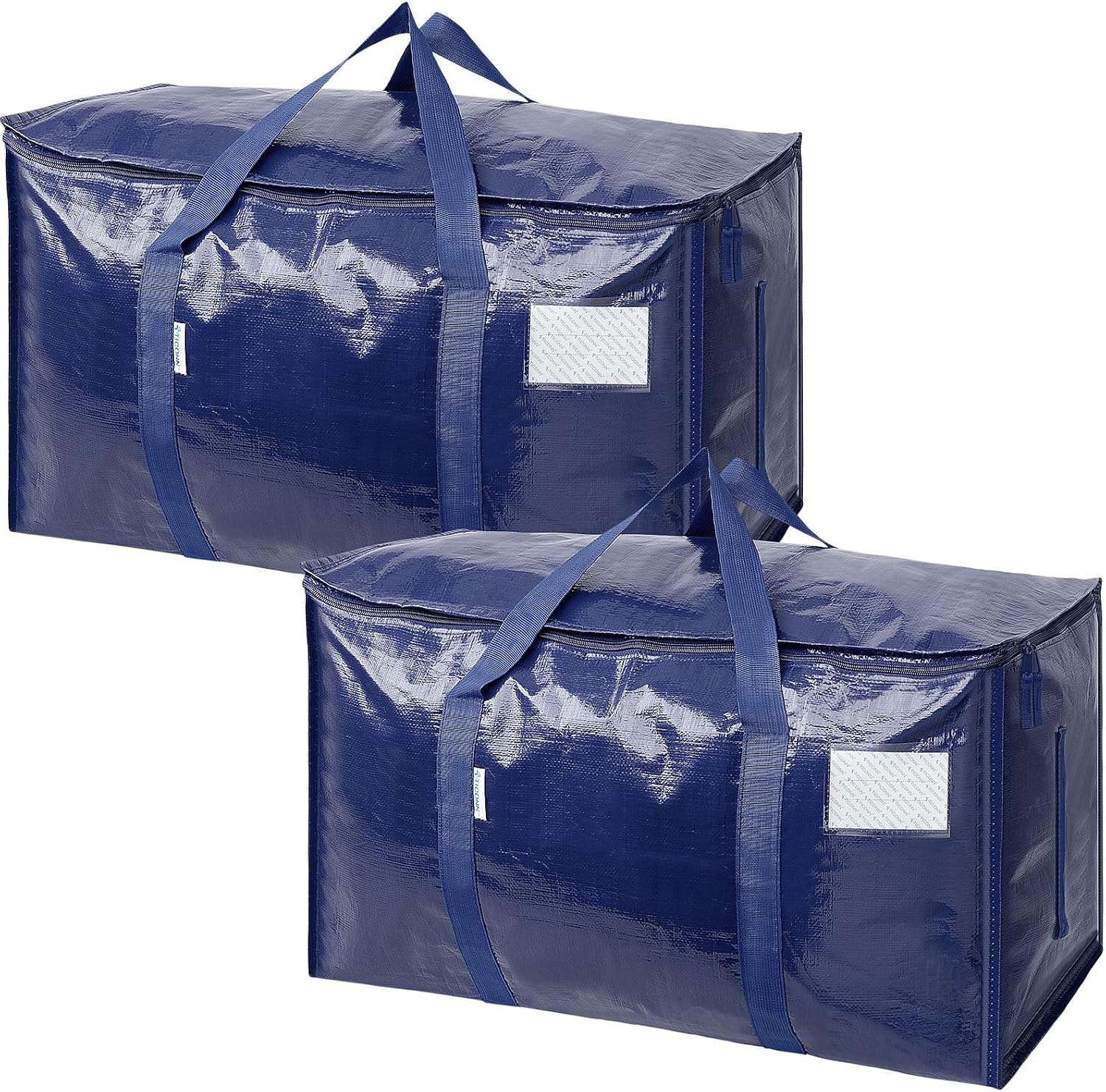 TICONN 2 Pack Extra Large Moving Bags Heavy Duty with Zippers & Carrying Handles. Durable Storage Bags Moving Boxes for Closet Organizers and Storage (2 Pack. Navy)