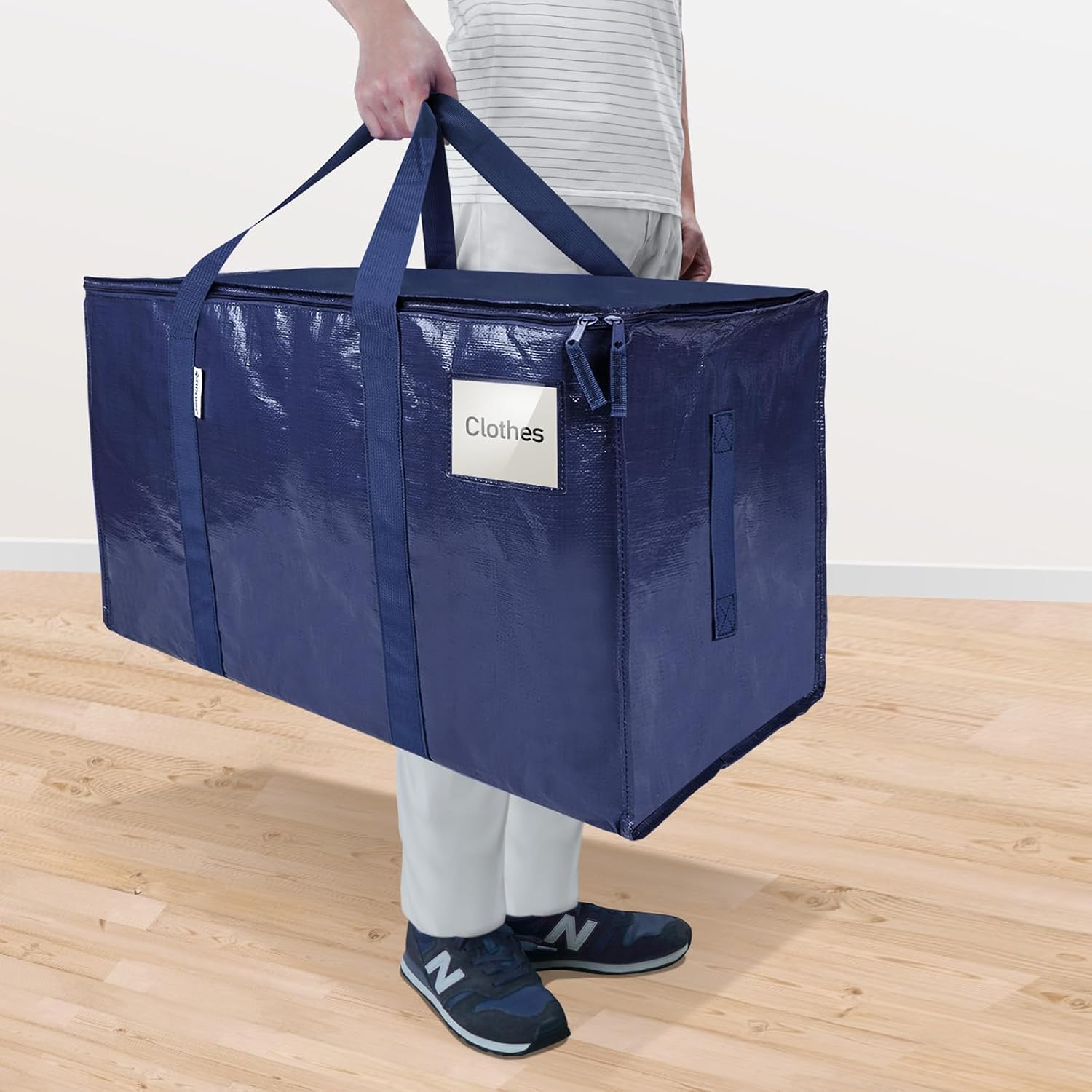 TICONN 2 Pack Extra Large Moving Bags Heavy Duty with Zippers & Carrying Handles. Durable Storage Bags Moving Boxes for Closet Organizers and Storage (2 Pack. Navy)